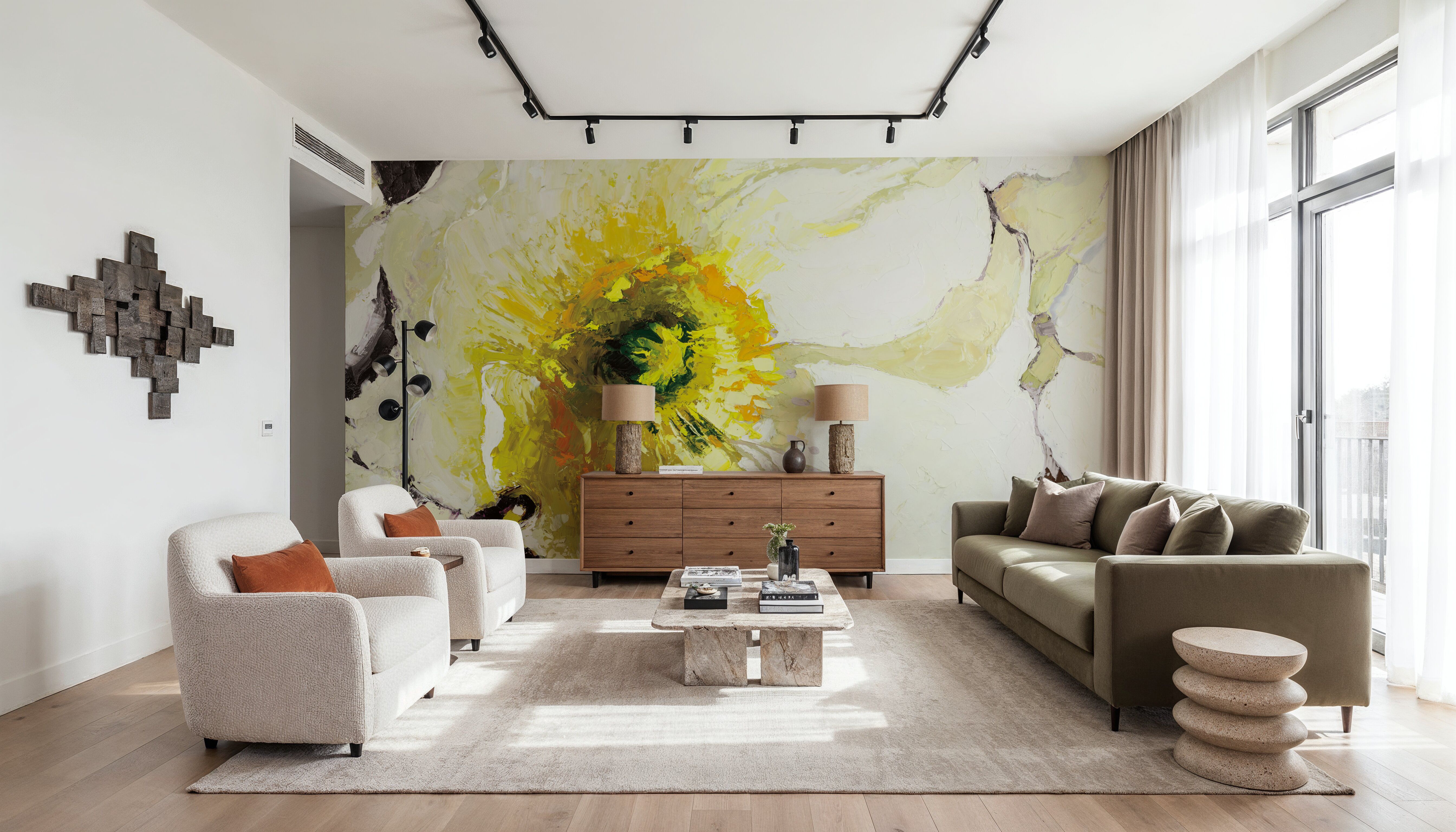 White Poppies Up Close Neutral