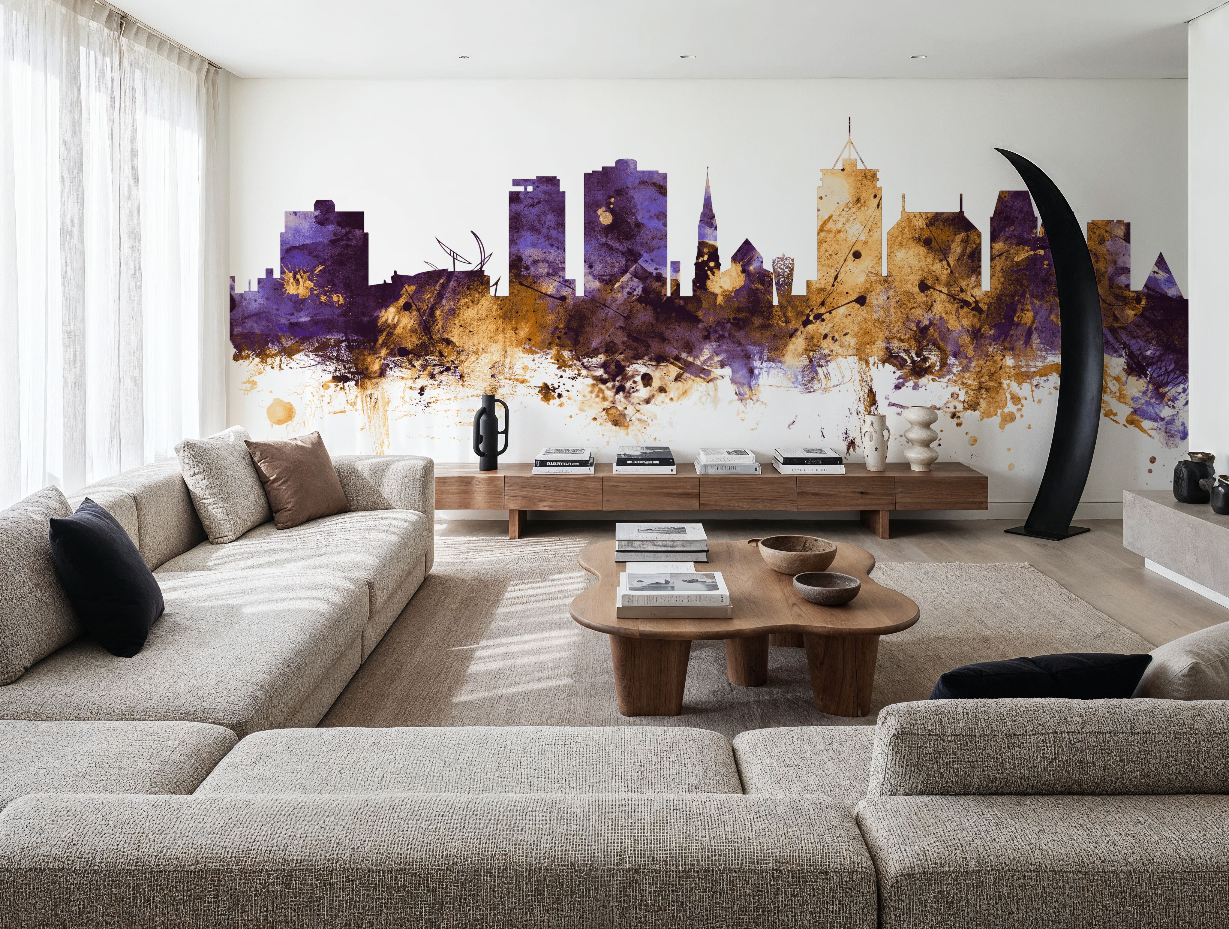 Christchurch New Zealand Skyline Purple & Gold