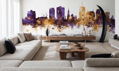 Christchurch New Zealand Skyline Purple & Gold