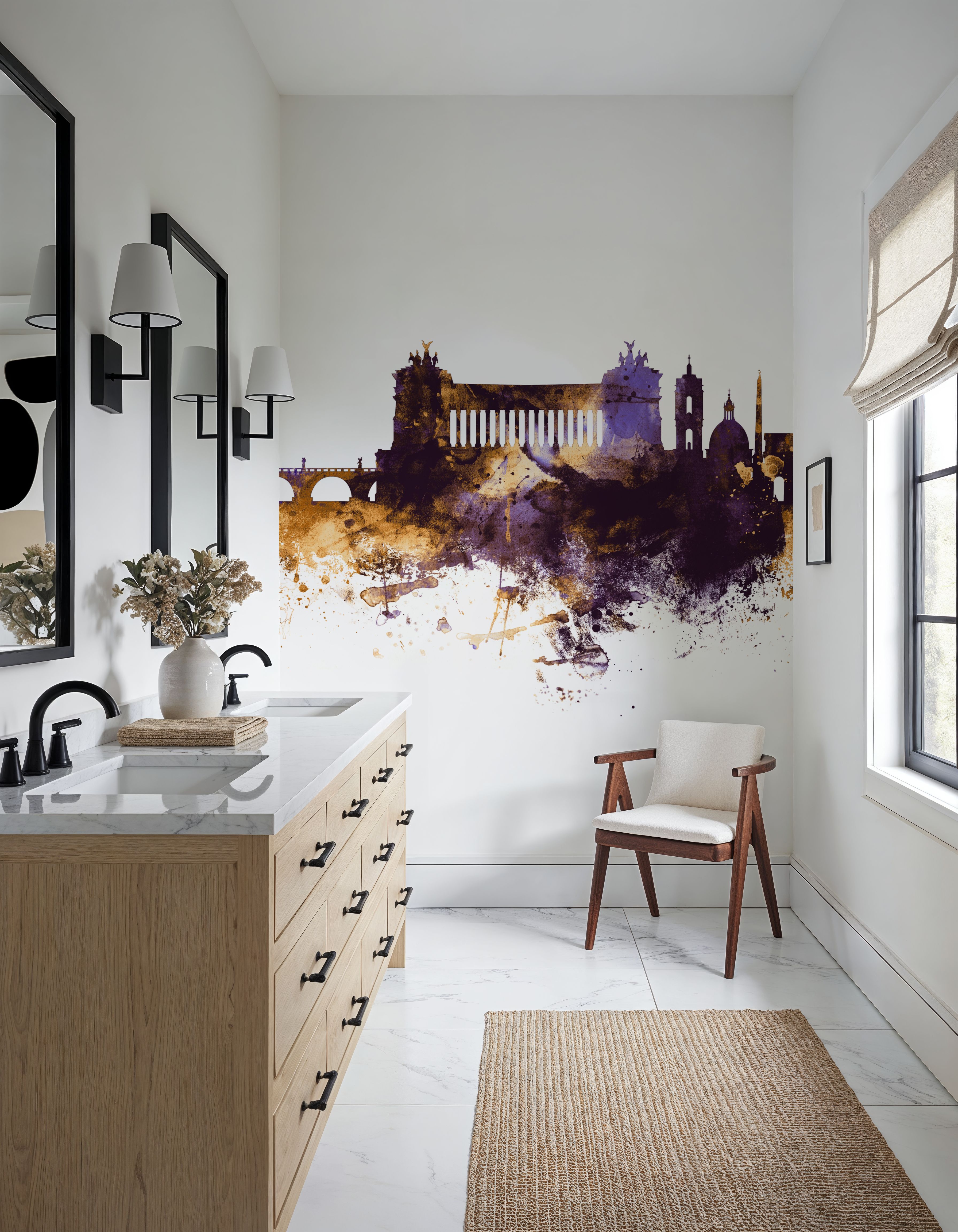 Rome Italy Skyline Purple & Gold