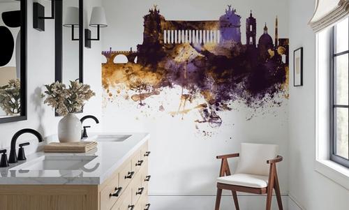 Rome Italy Skyline Purple & Gold