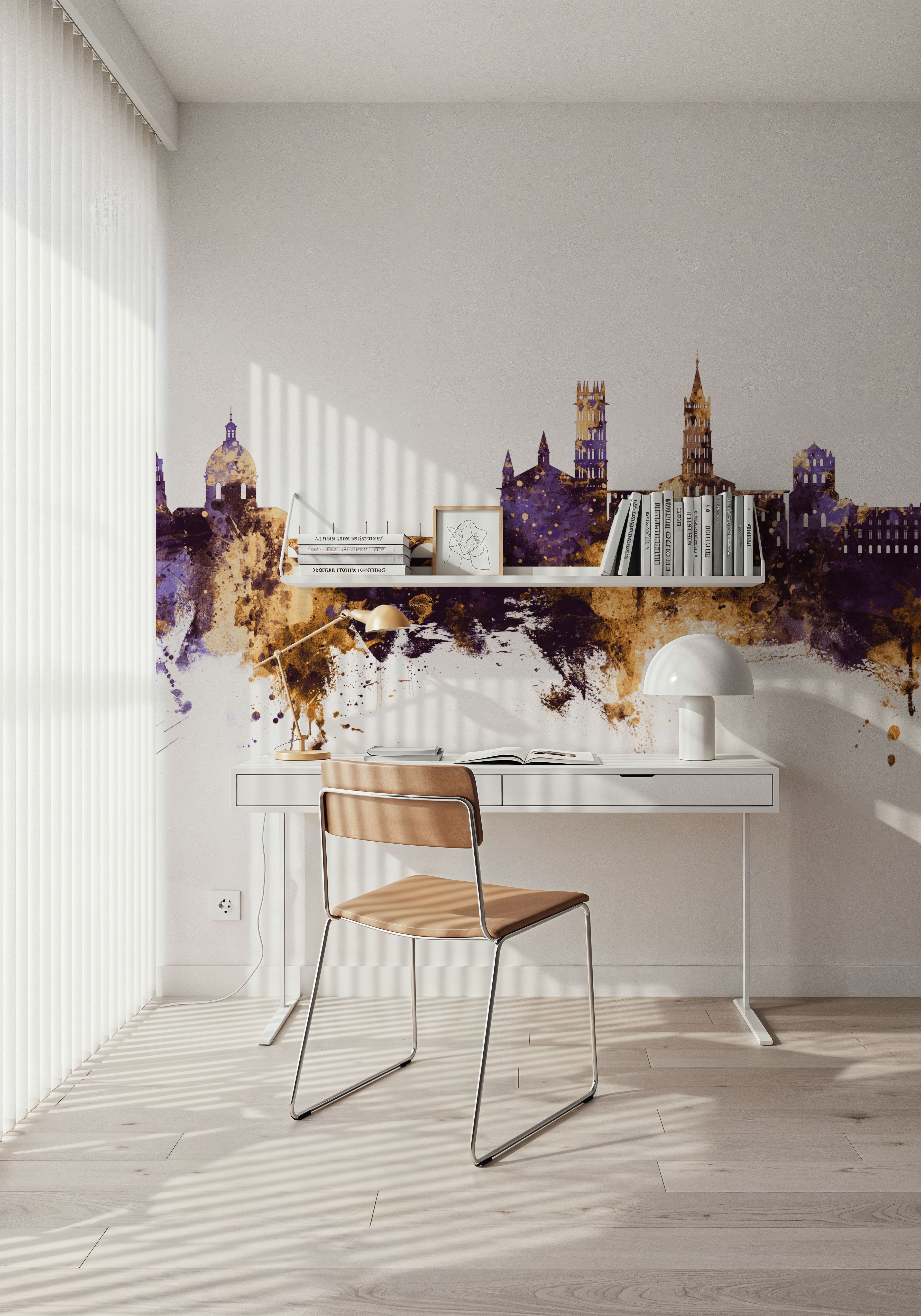 Toulouse France Skyline Purple & Gold