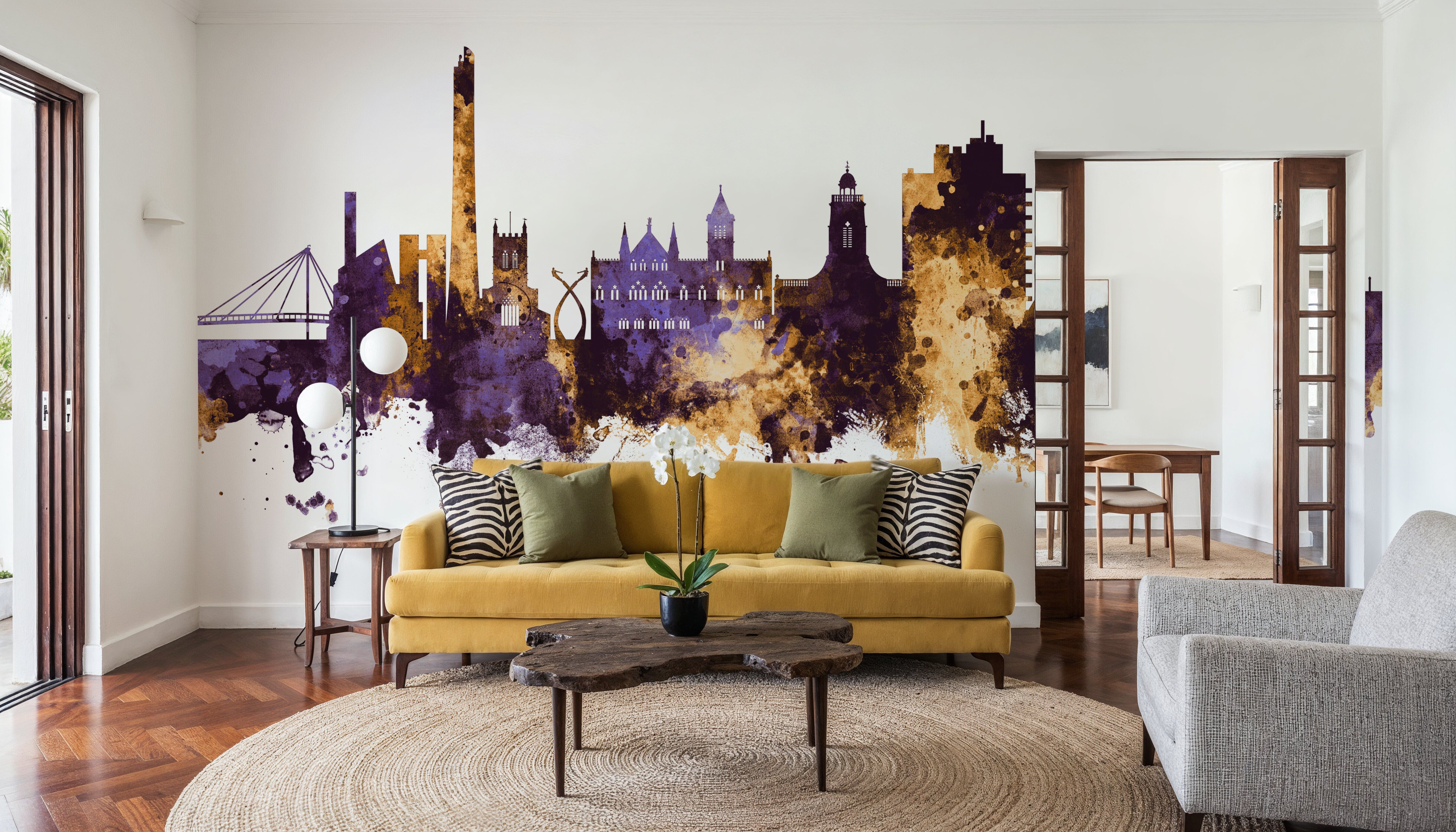 Northampton England Skyline Purple & Gold