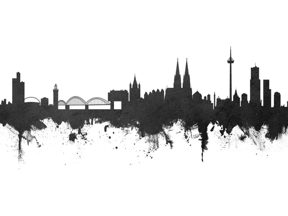 Cologne Germany Skyline Black & White