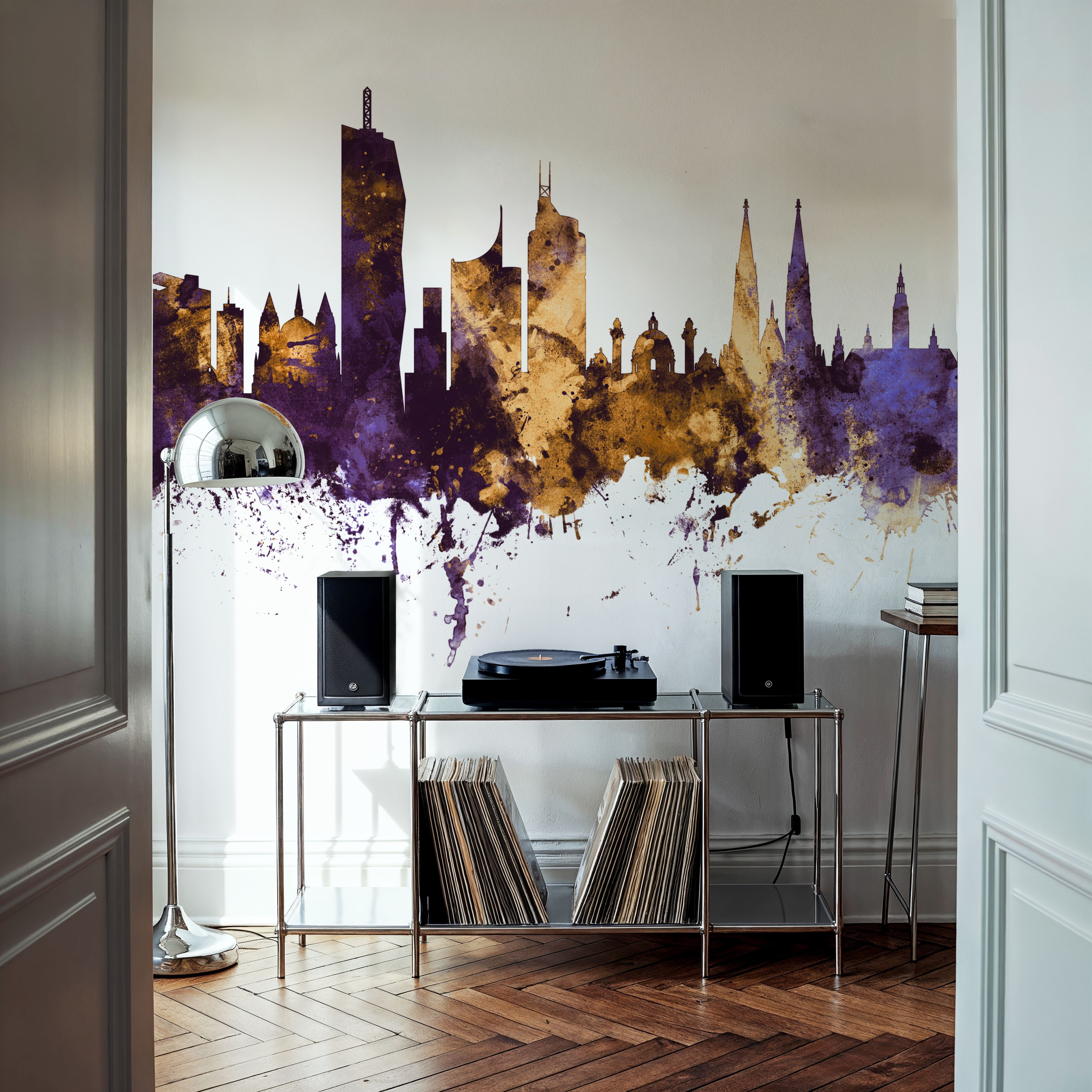 Vienna Austria Skyline Purple & Gold
