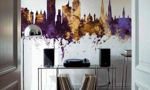 Vienna Austria Skyline Purple & Gold