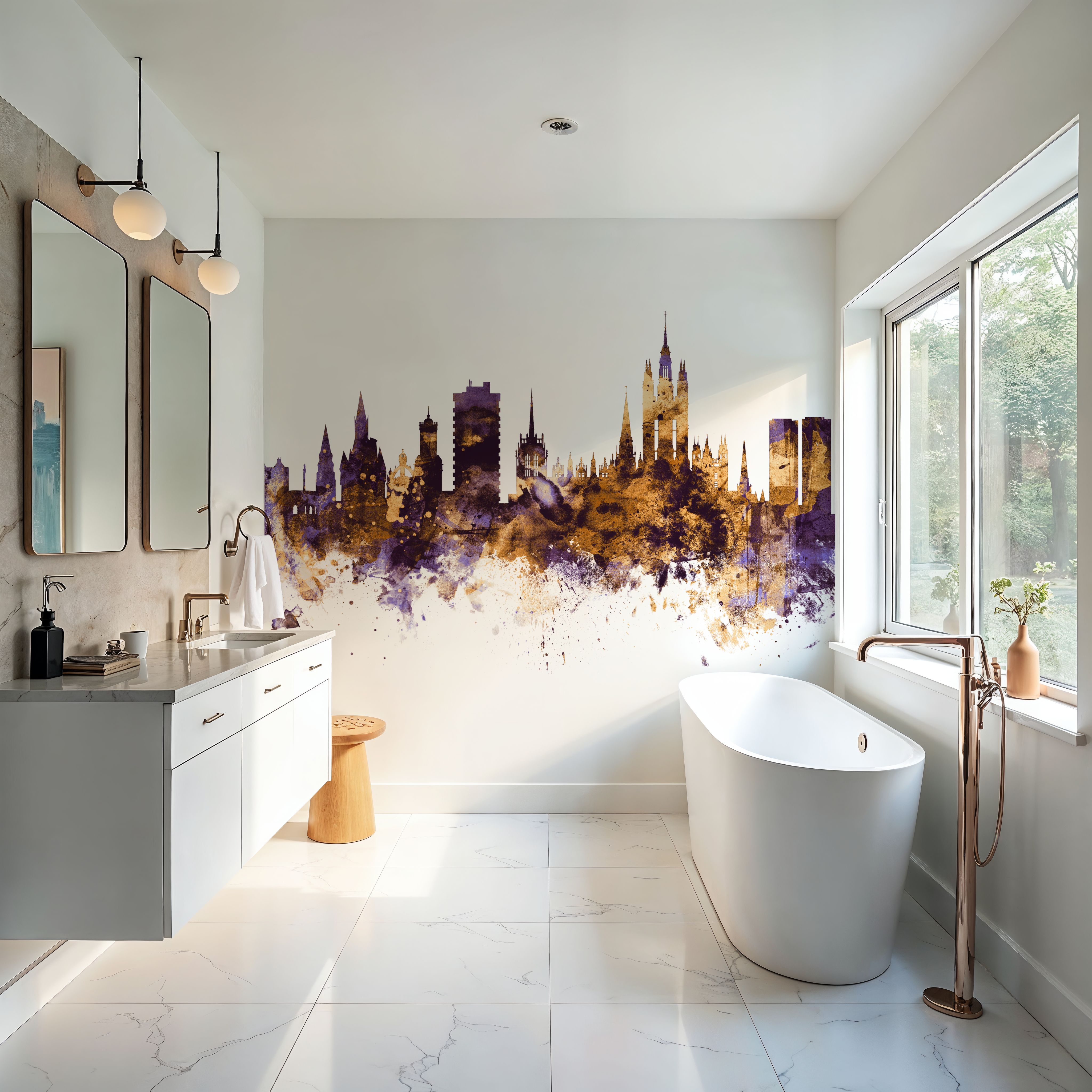 Aberdeen Scotland Skyline Purple & Gold