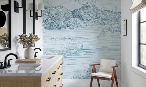 Coastal Drawing in Blue
