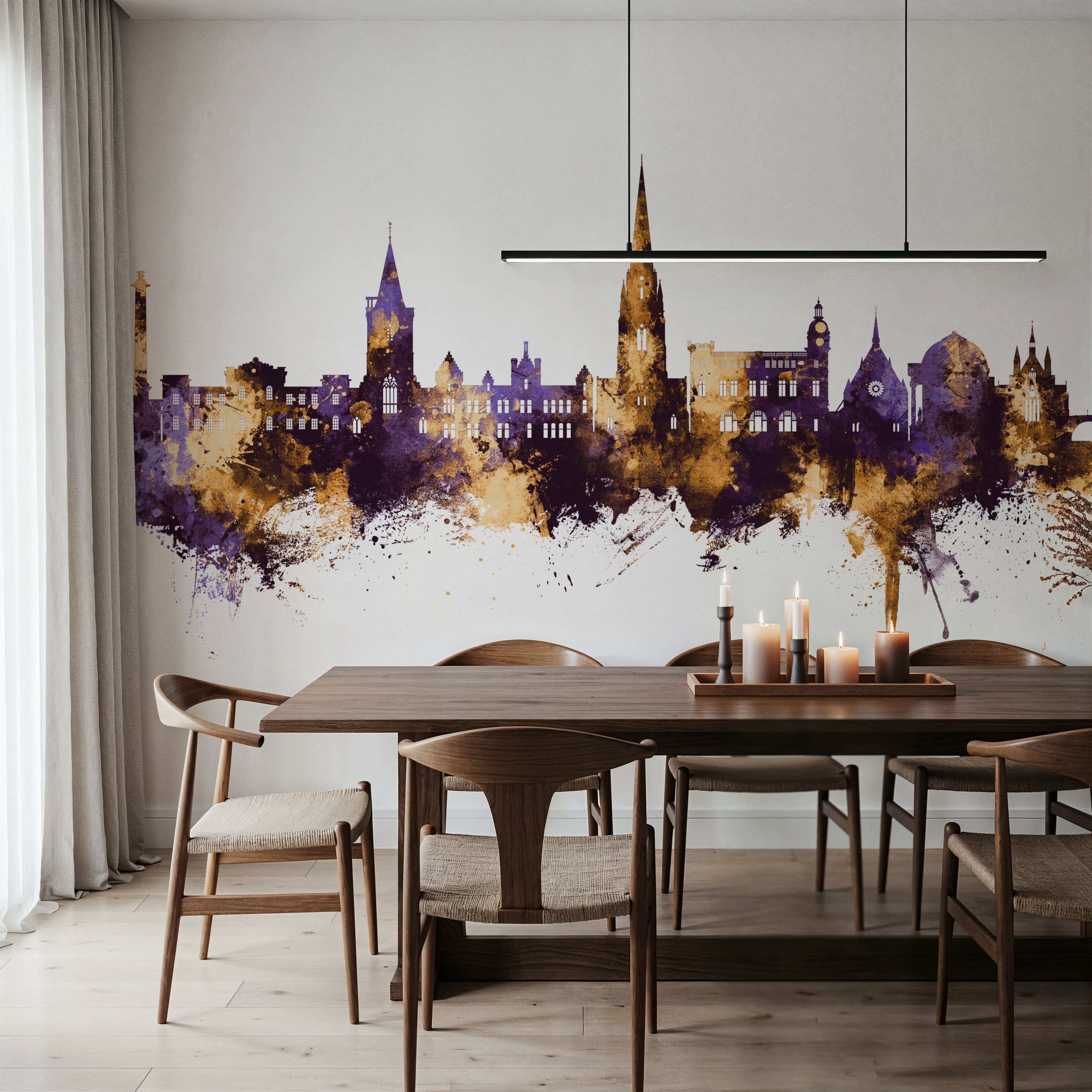 Perth Scotland Skyline Purple & Gold