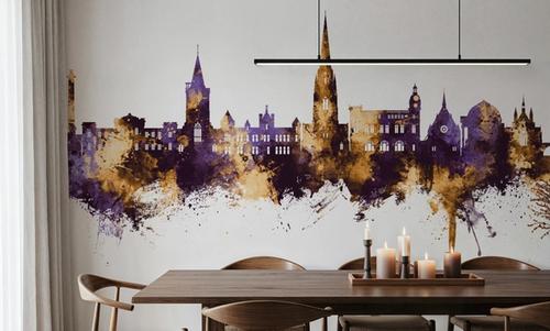 Perth Scotland Skyline Purple & Gold
