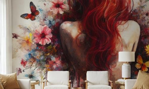 Watercolor Butterflies Red