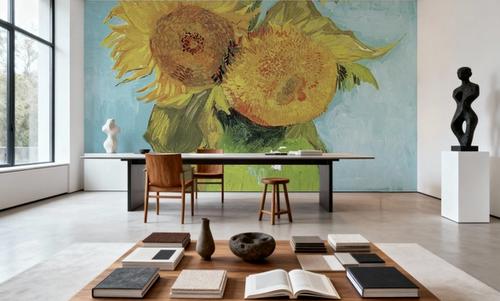 Vase with Three Sunflowers