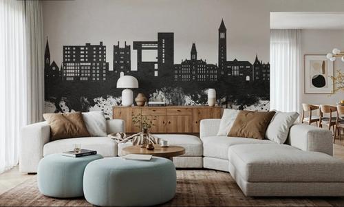Ithaca New York Skyline Black & White