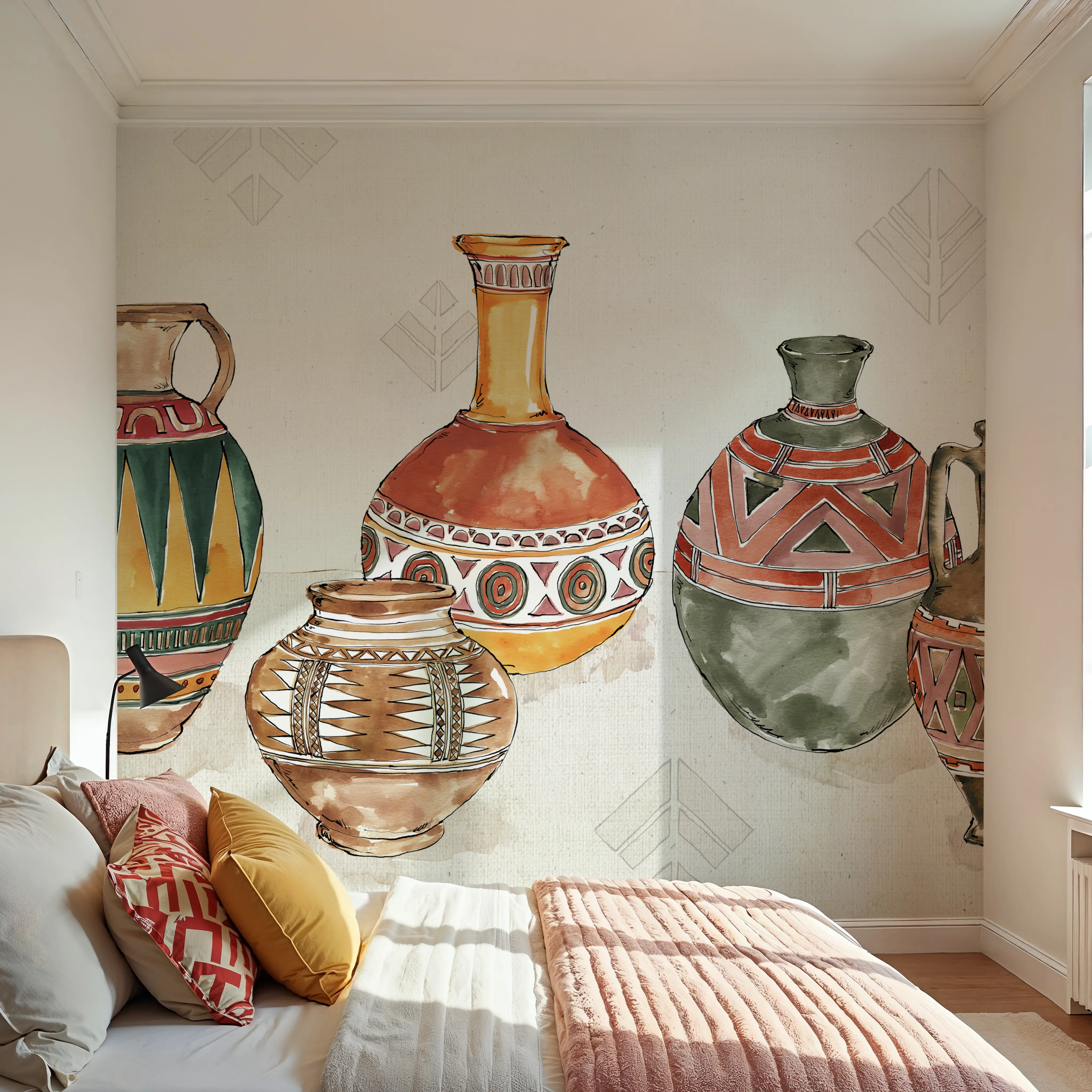 Wall Mural - African Flair - Graphics Hobbies mural wallpaper - Brown - Bedroom - Wallism UK - Peel & Stick or Paste-the-Wall