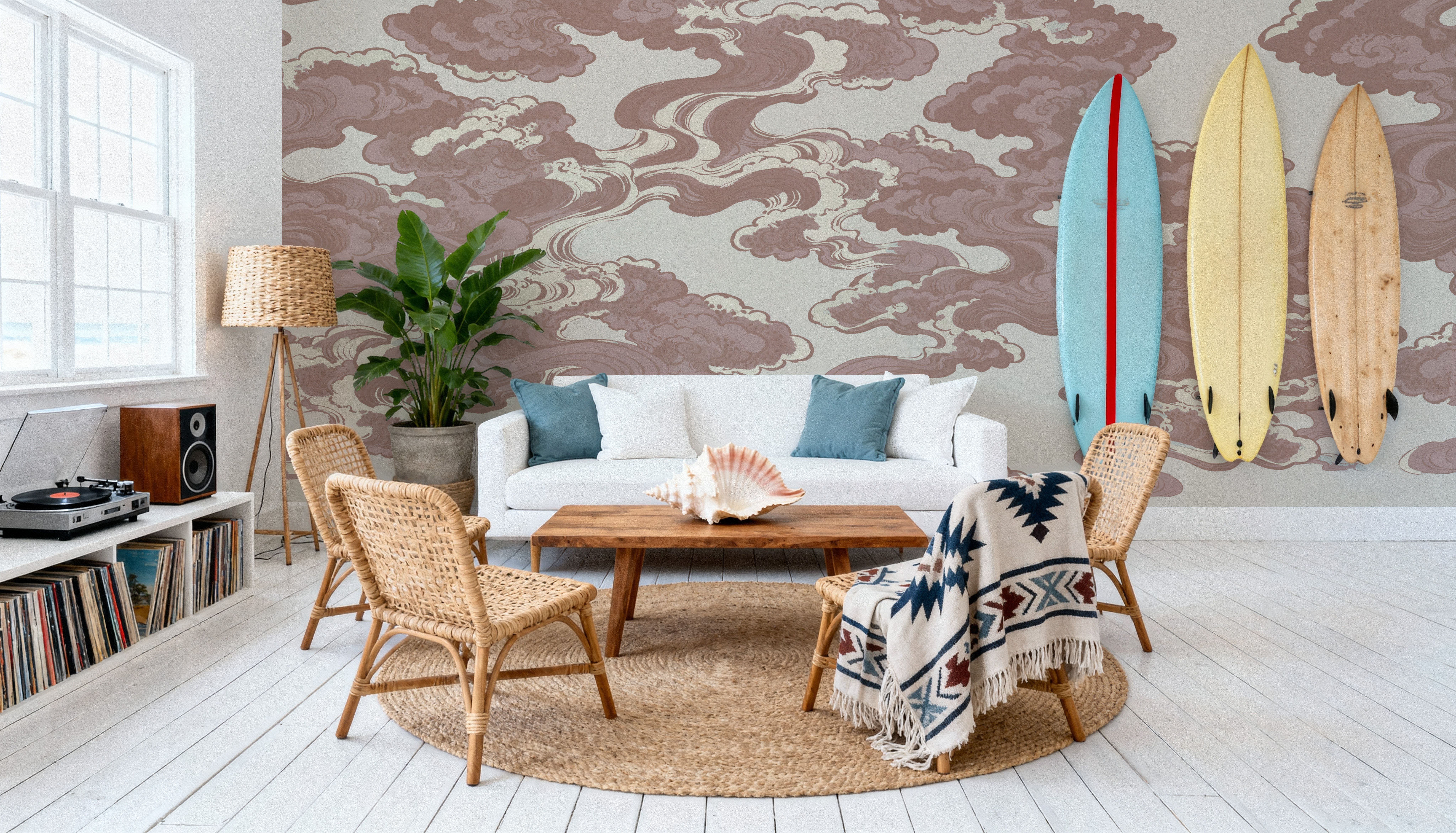 Ukiyo-e Clouds, Dusty Rose