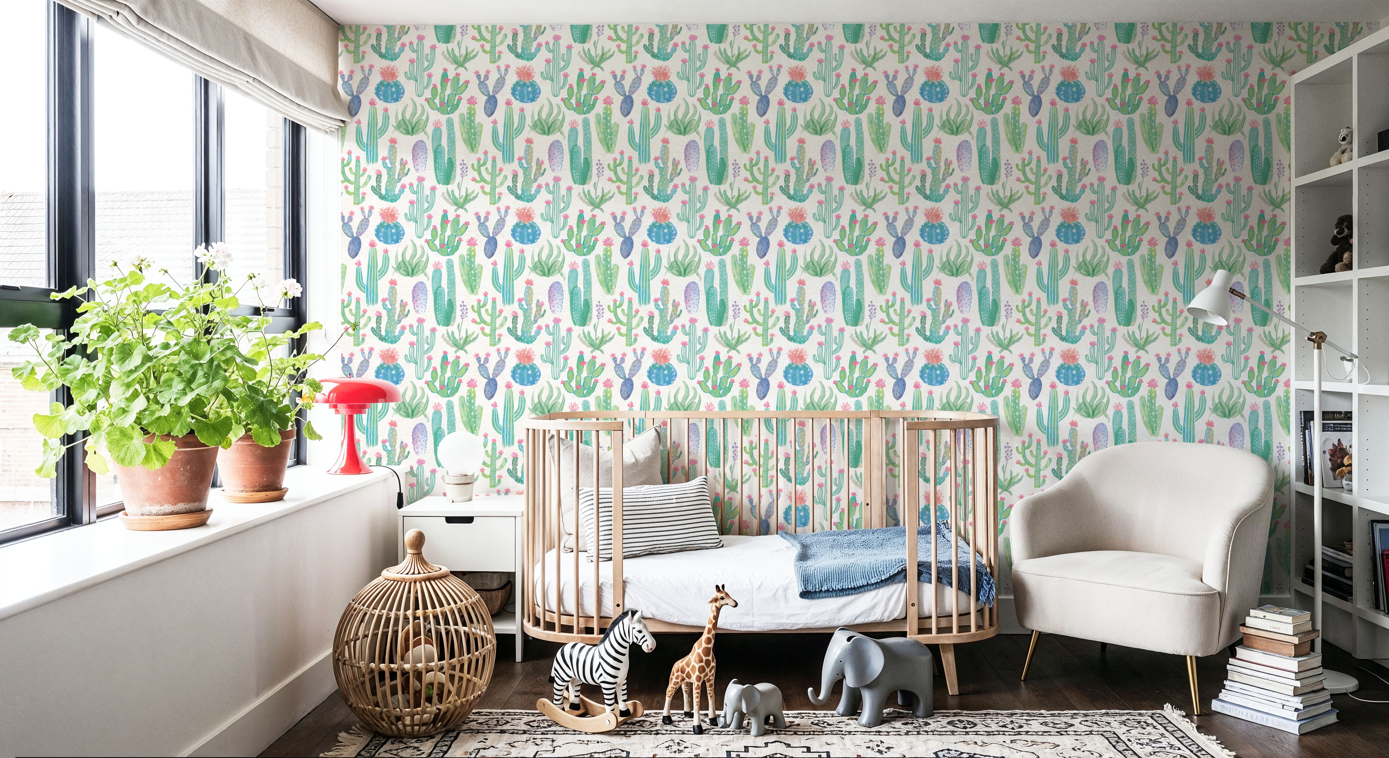 Cacti Fever White, Wallpaper