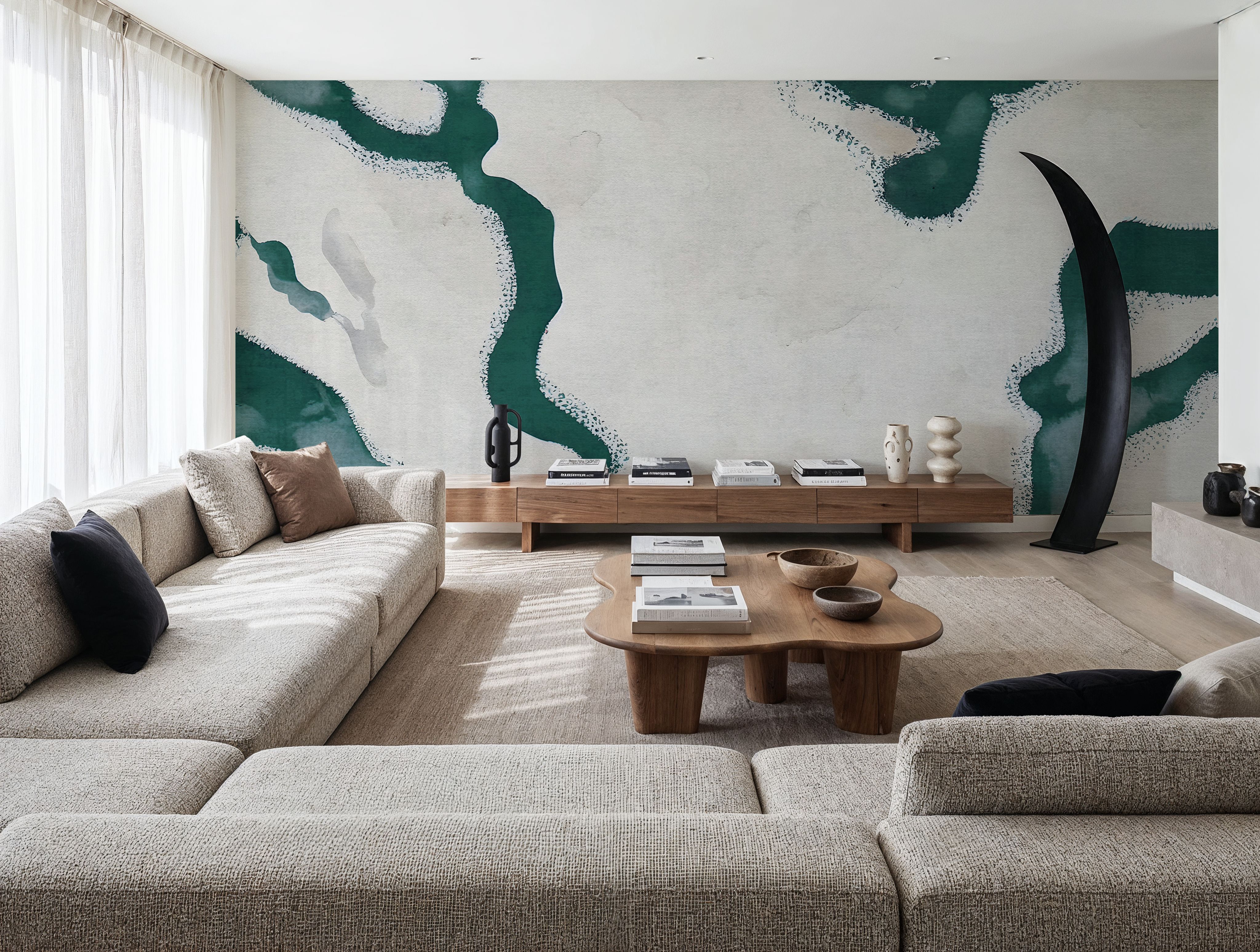 Abstract River Marks, Fresh Green