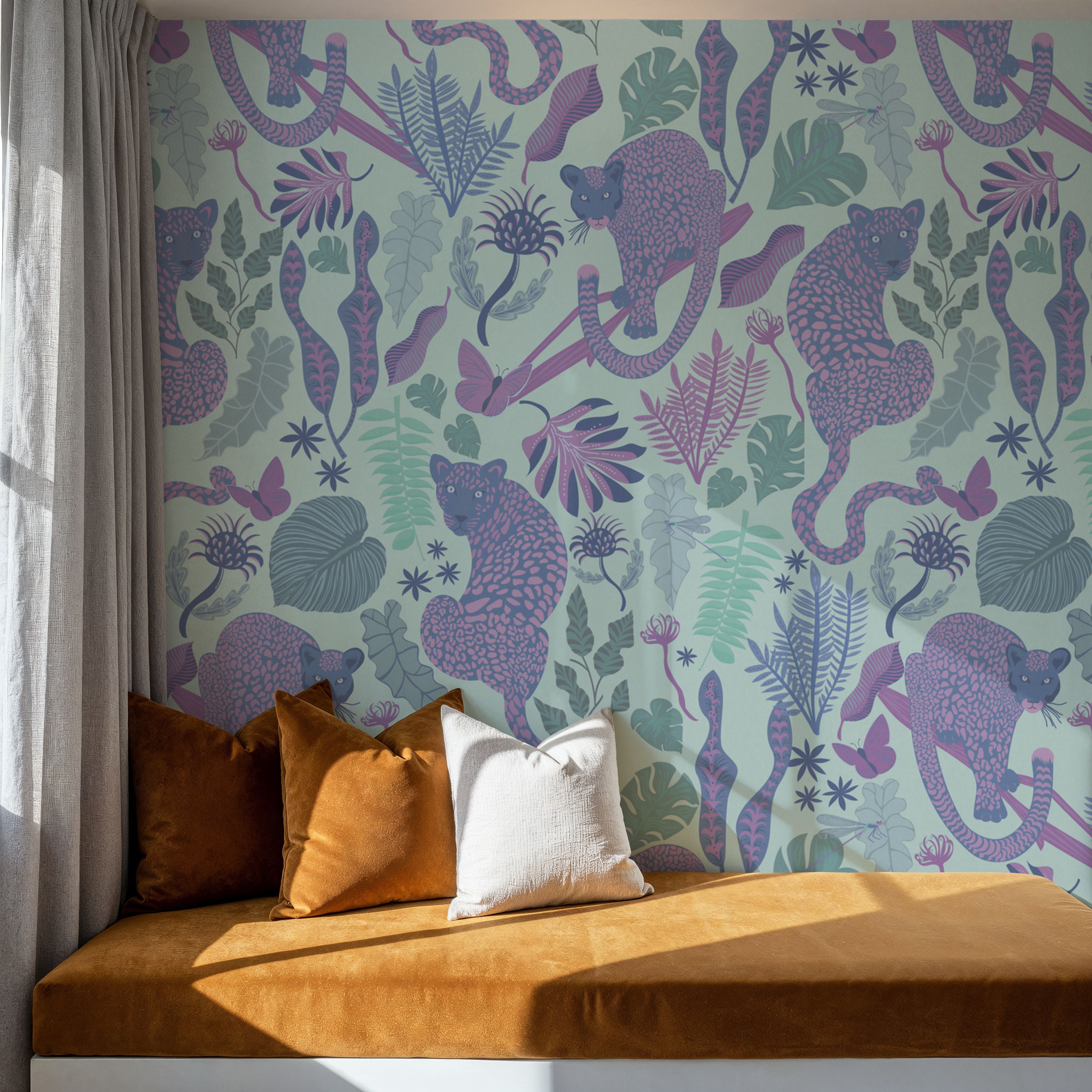 Jungle Leopards Violet & Mint