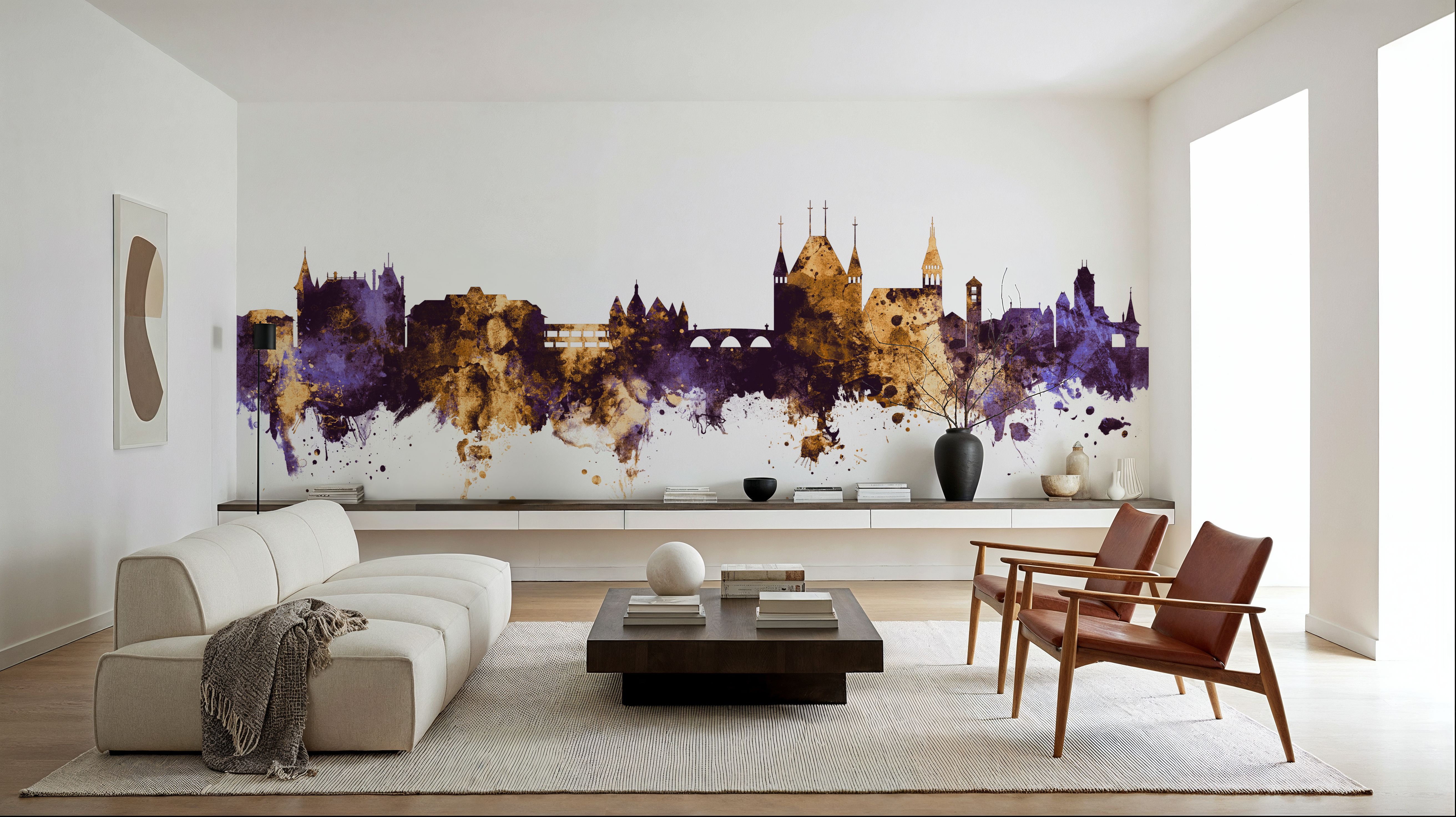 Thun Switzerland Skyline Purple & Gold