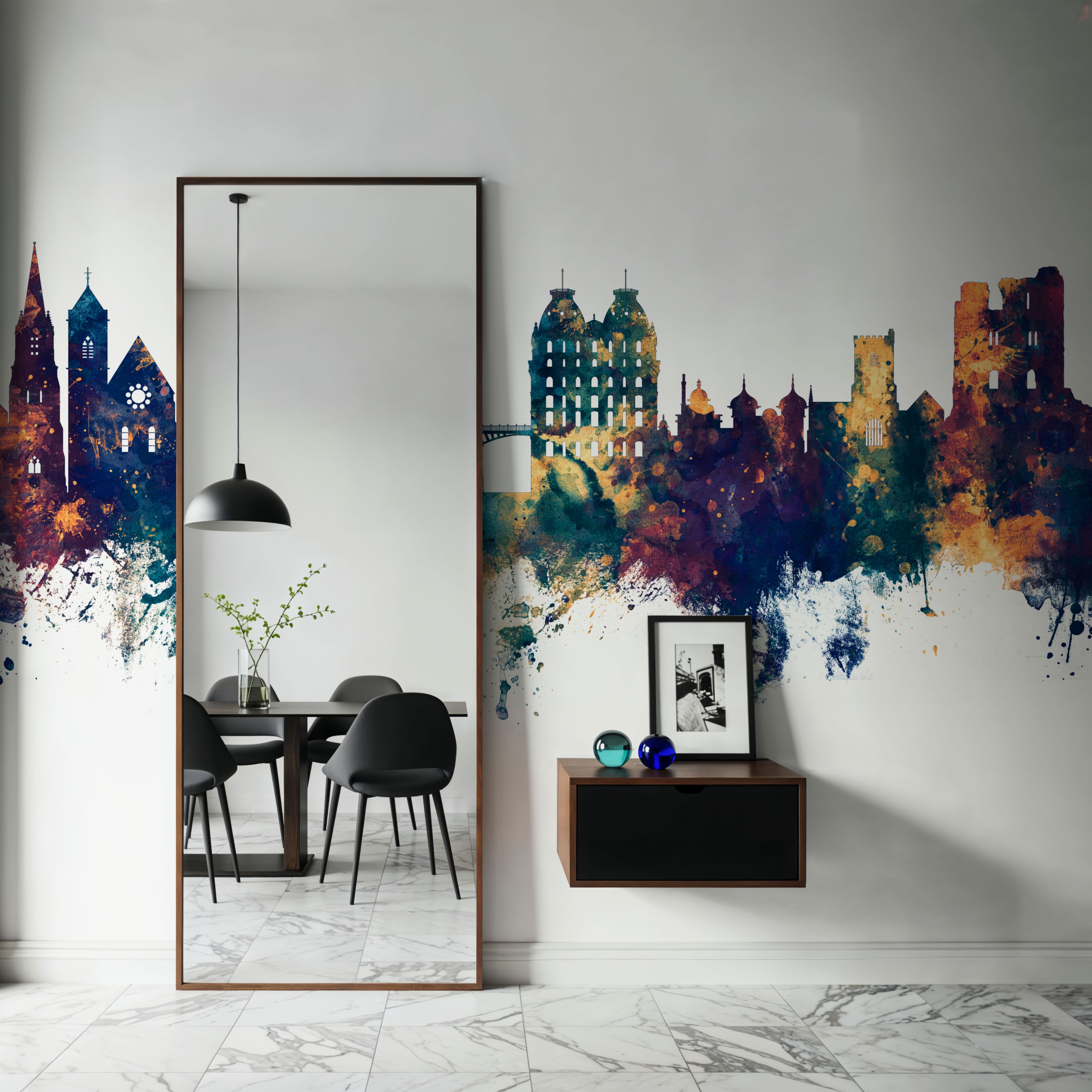 Scarborough England Skyline Blue & Bronze