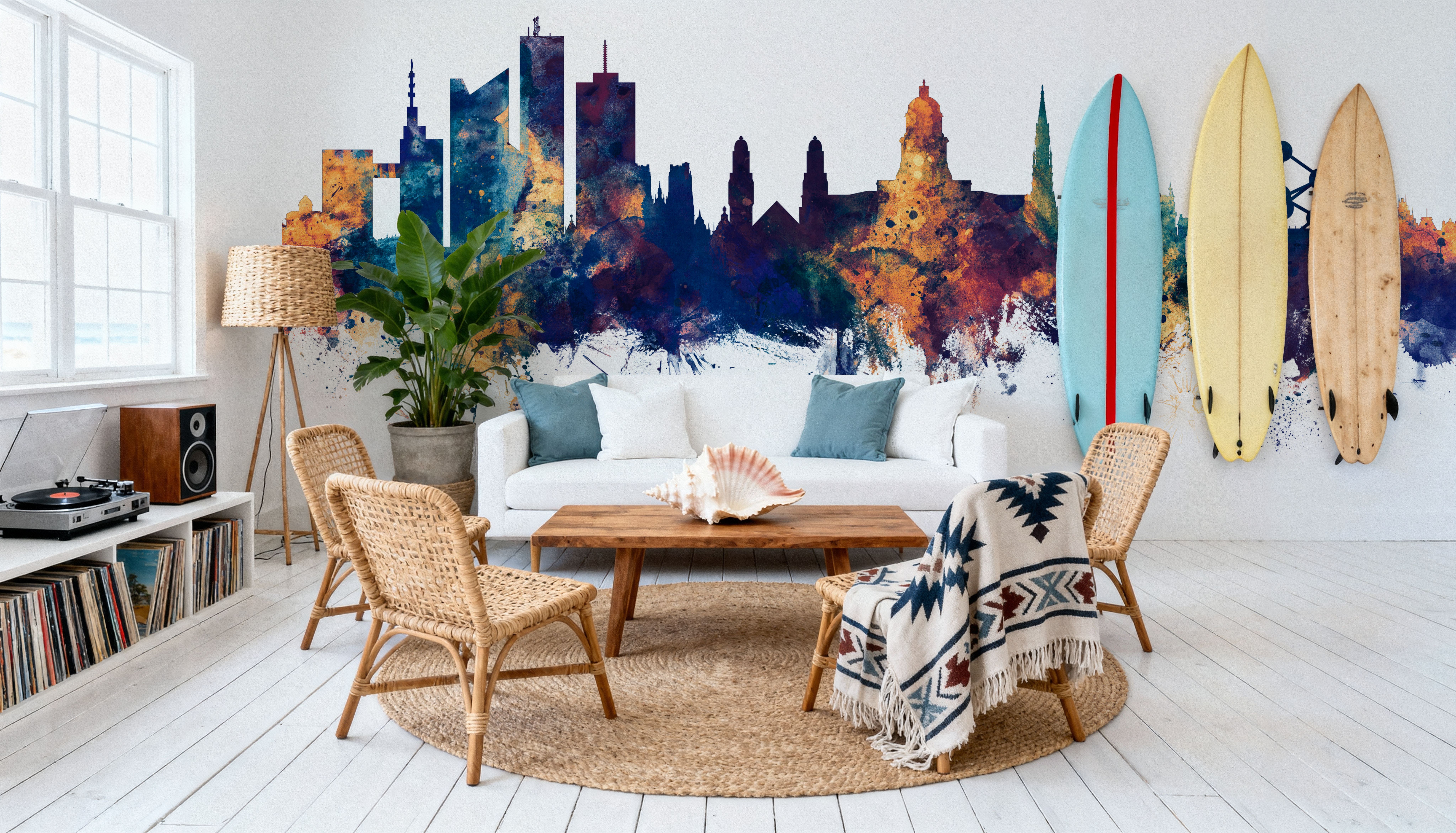 Brussels Belgium Skyline Blue & Bronze, Wallpaper