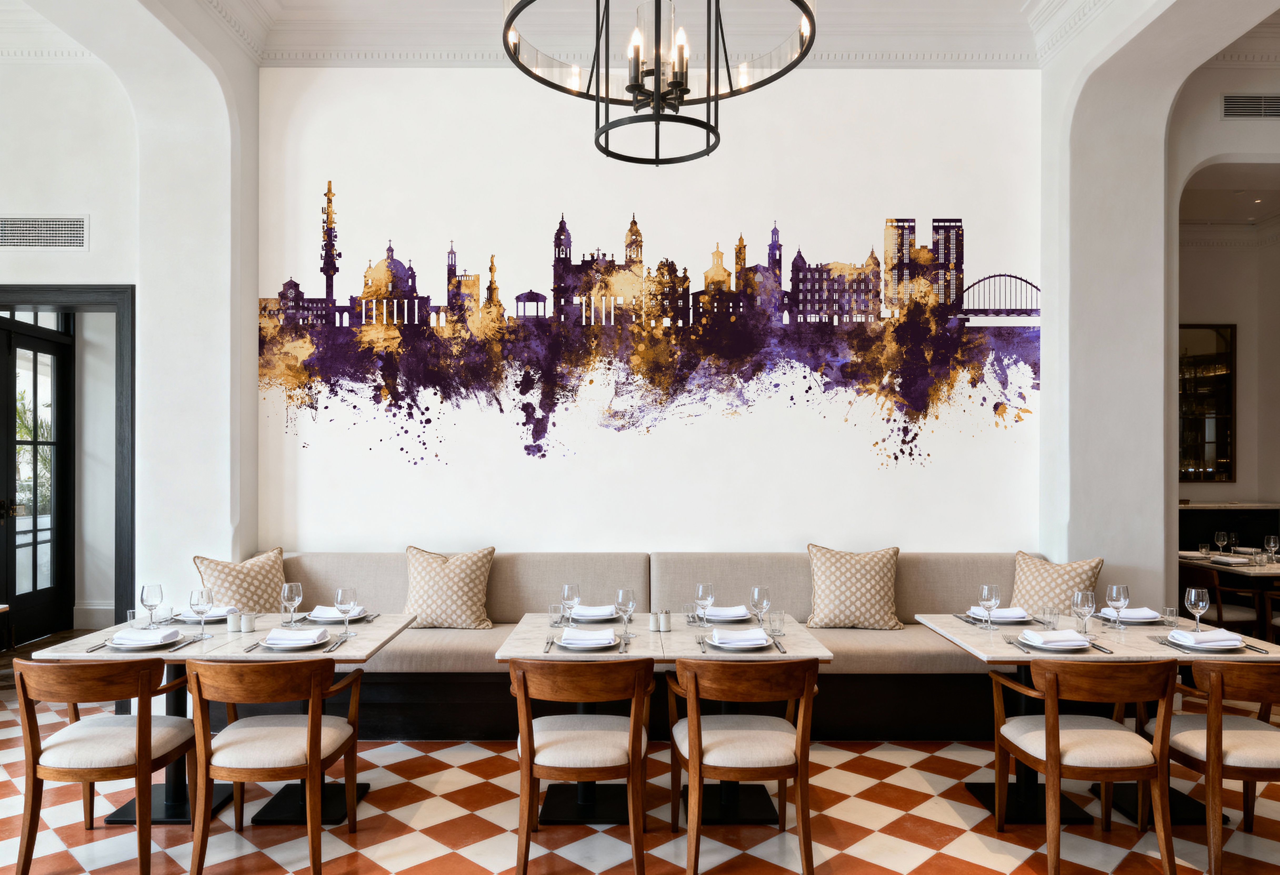 Pamplona Spain Skyline Purple & Gold