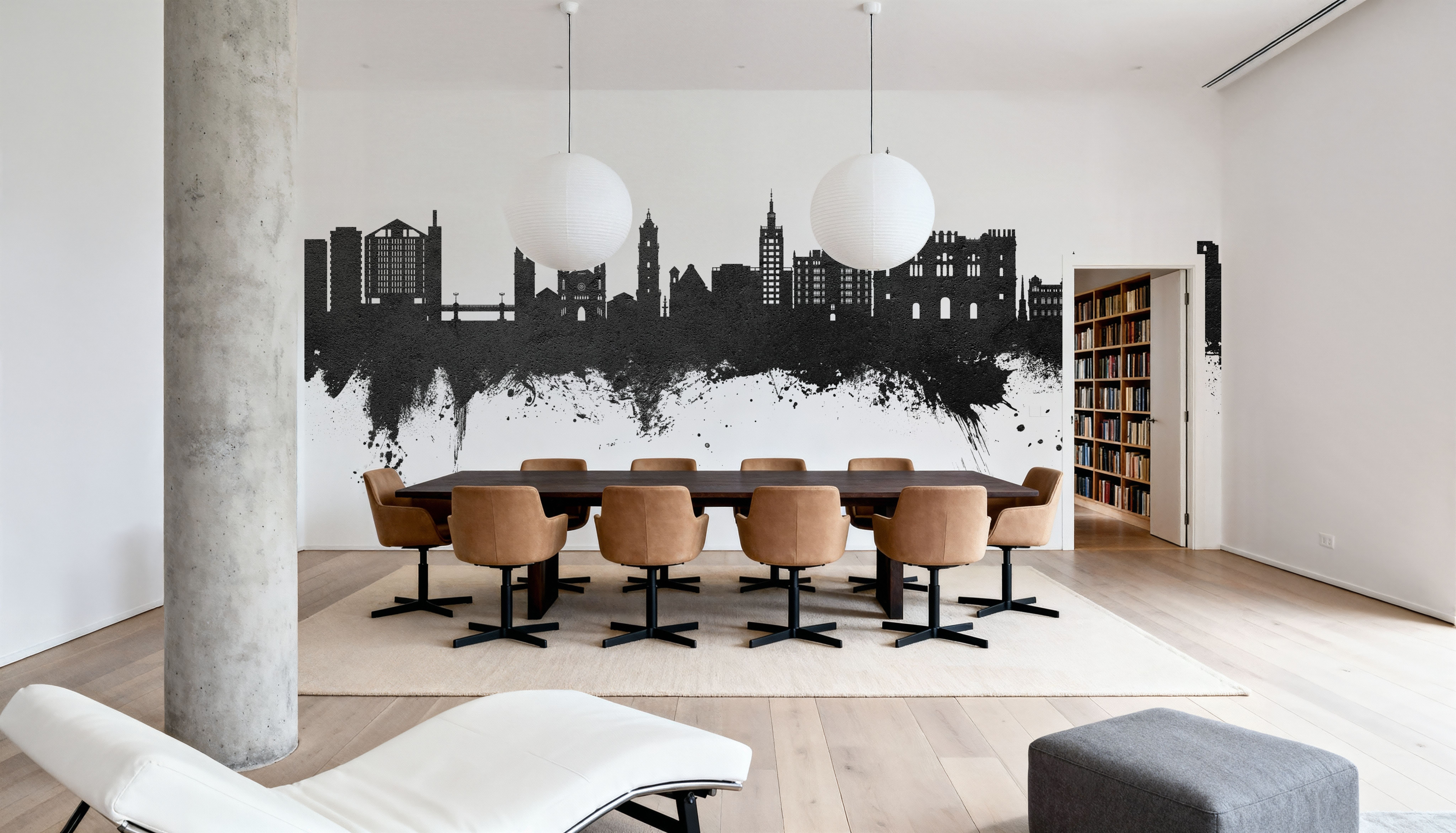 Málaga Spain Skyline Black & White