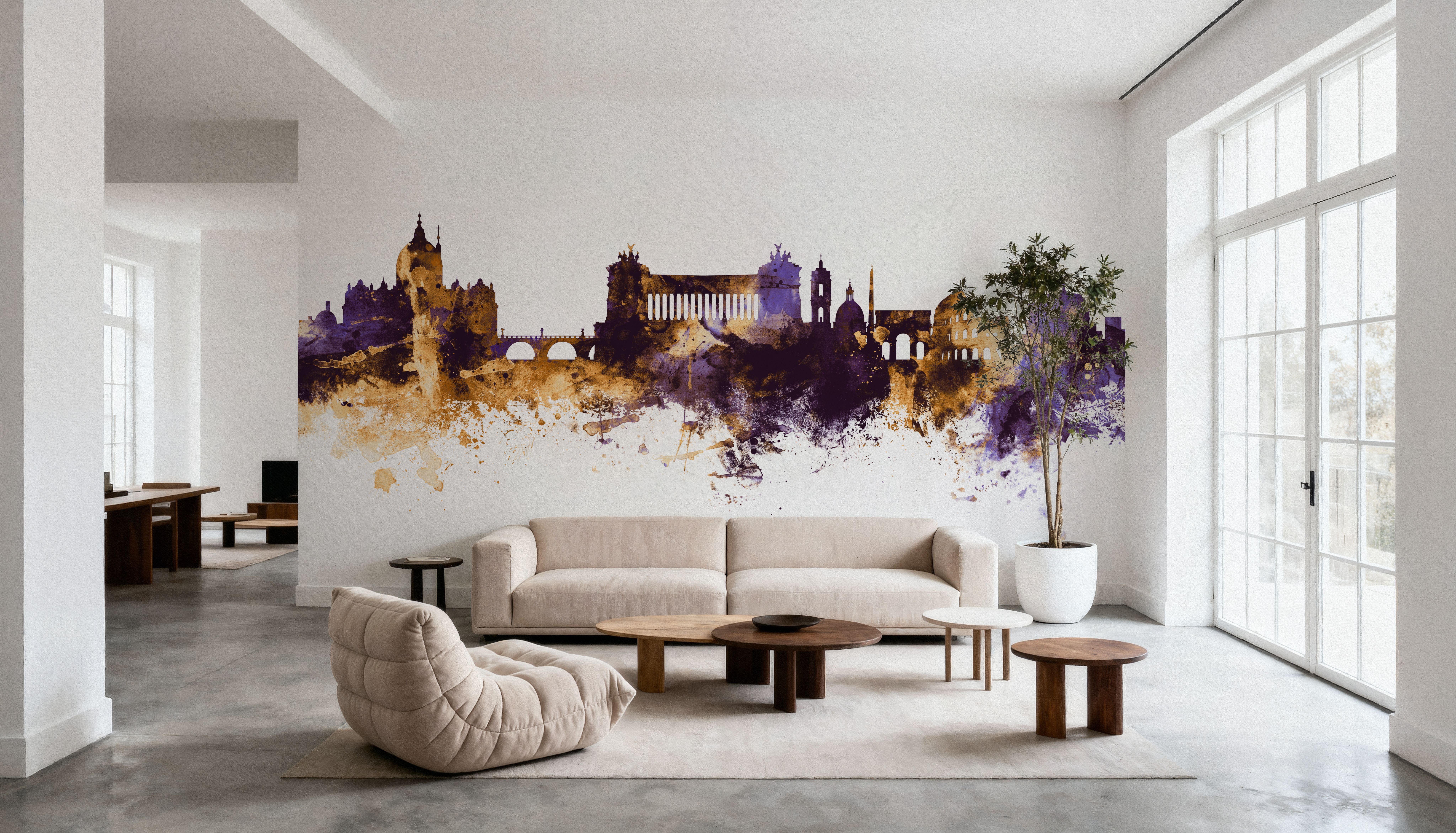 Rome Italy Skyline Purple & Gold