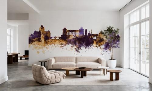 Rome Italy Skyline Purple & Gold