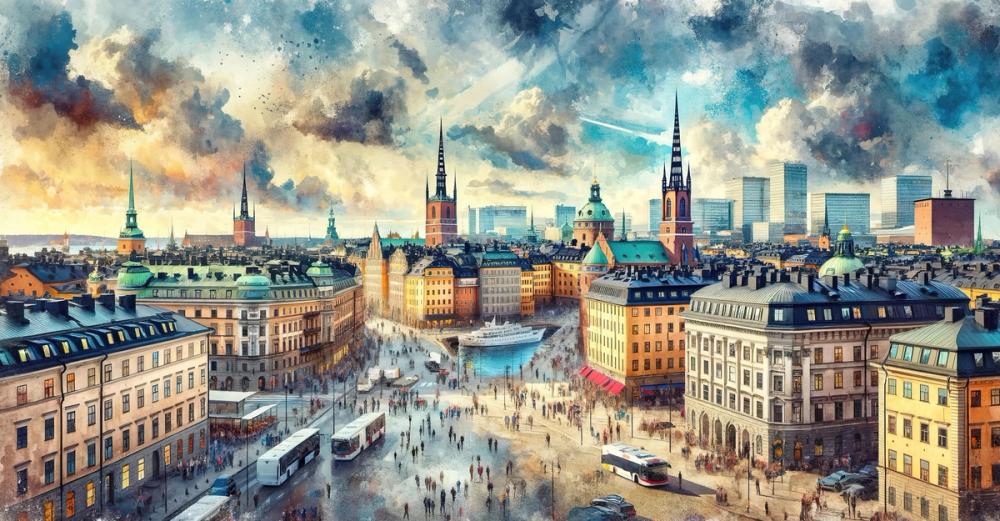 Watercolor Stockholm Sweden