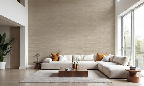 Faux Grasscloth with Visible Seams, Flax