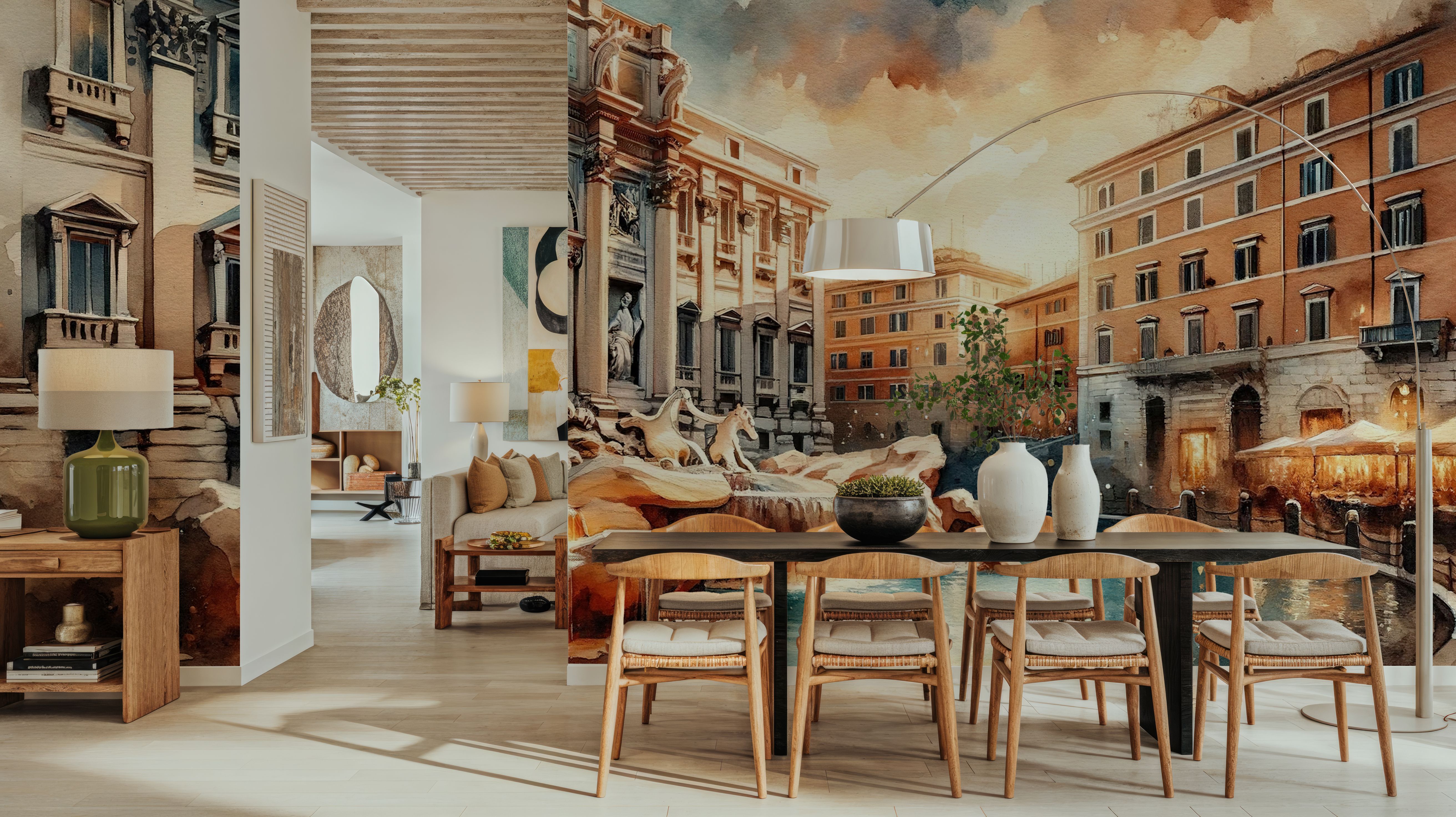 Watercolor Trevi Fountain Rome