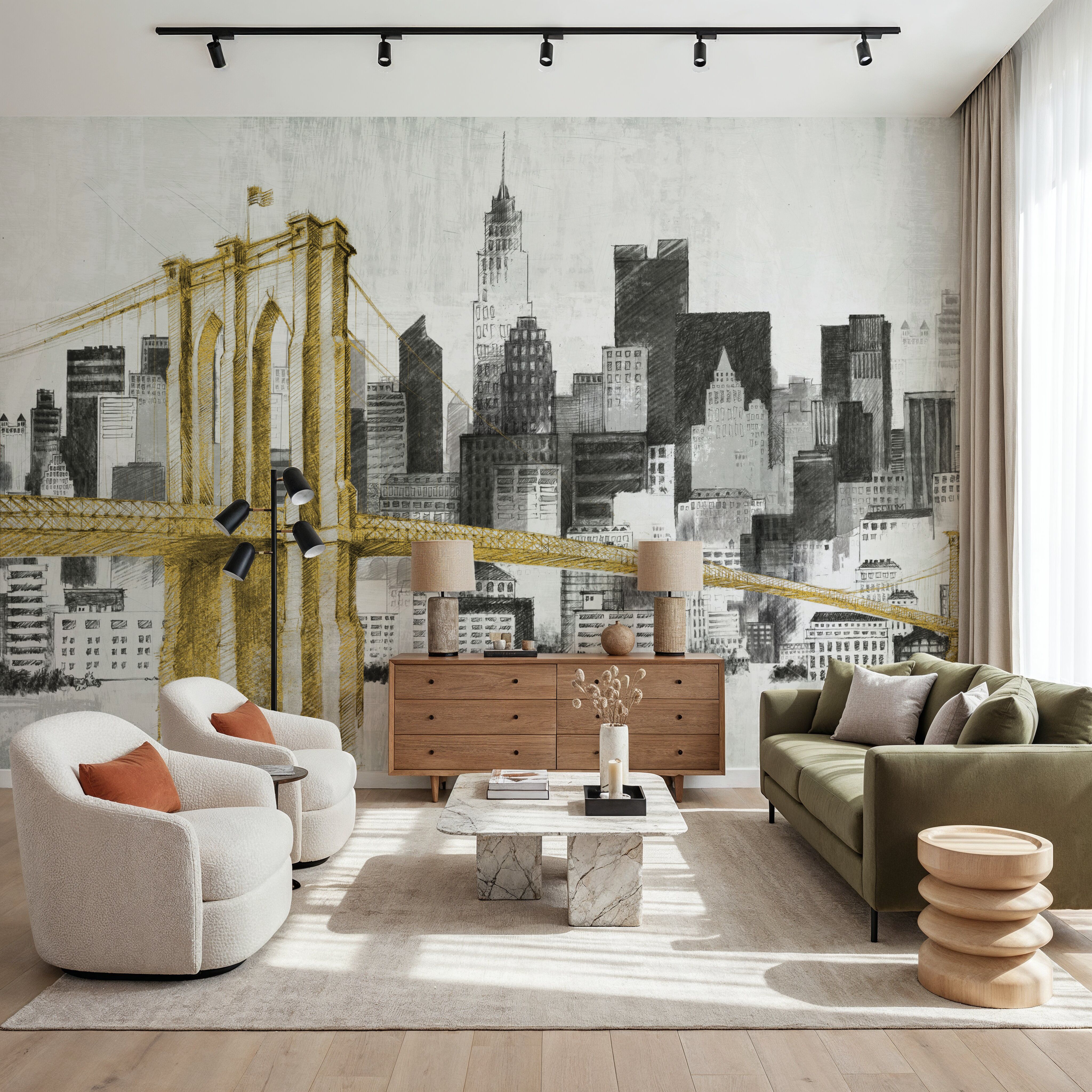 New York Skyline I Yellow Bridge no Words
