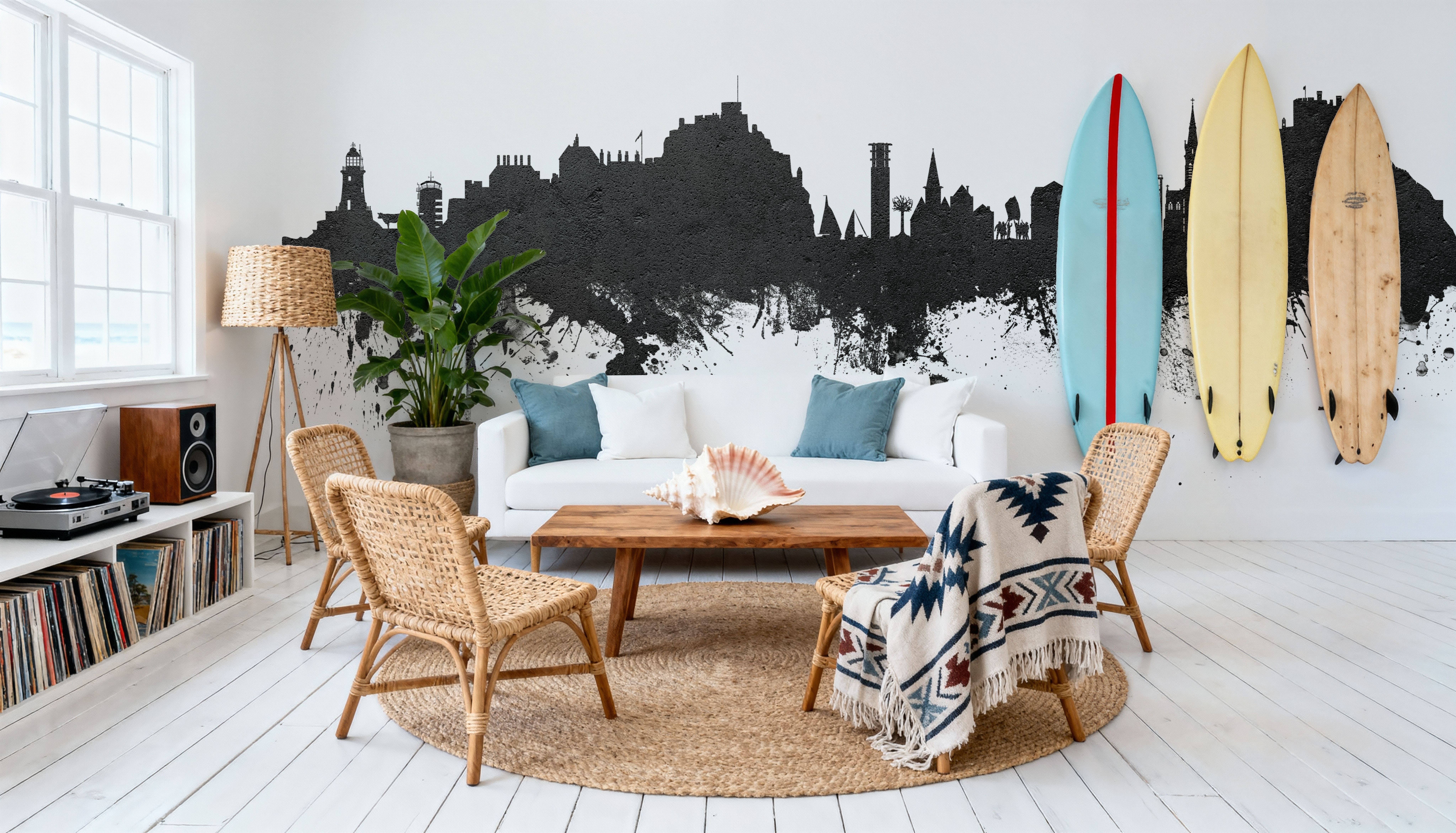 Jersey Channel Islands Skyline Black & White