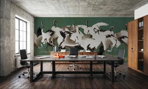 Japanese Flock of Cranes, Emerald