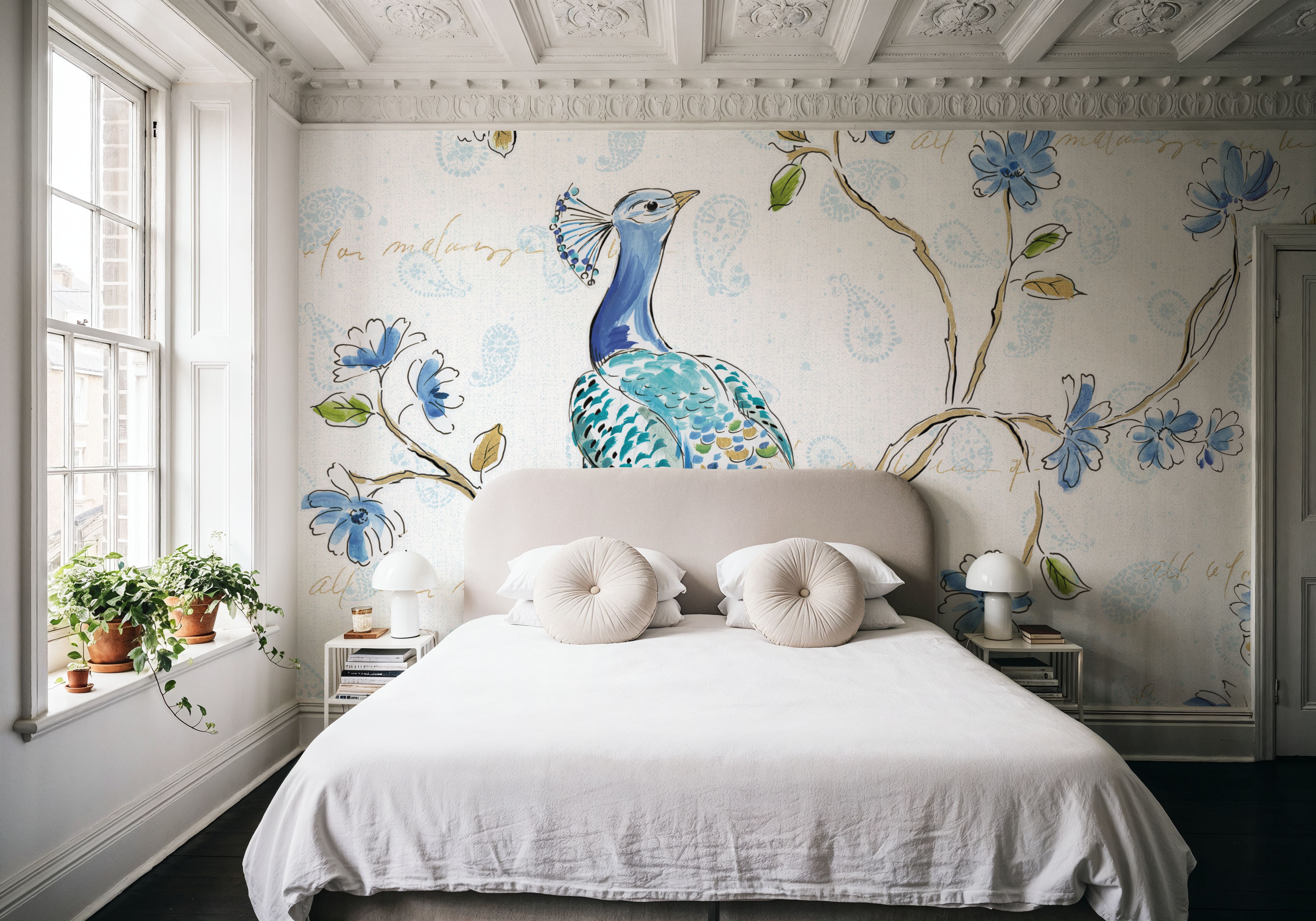 Peacock Allegory I White