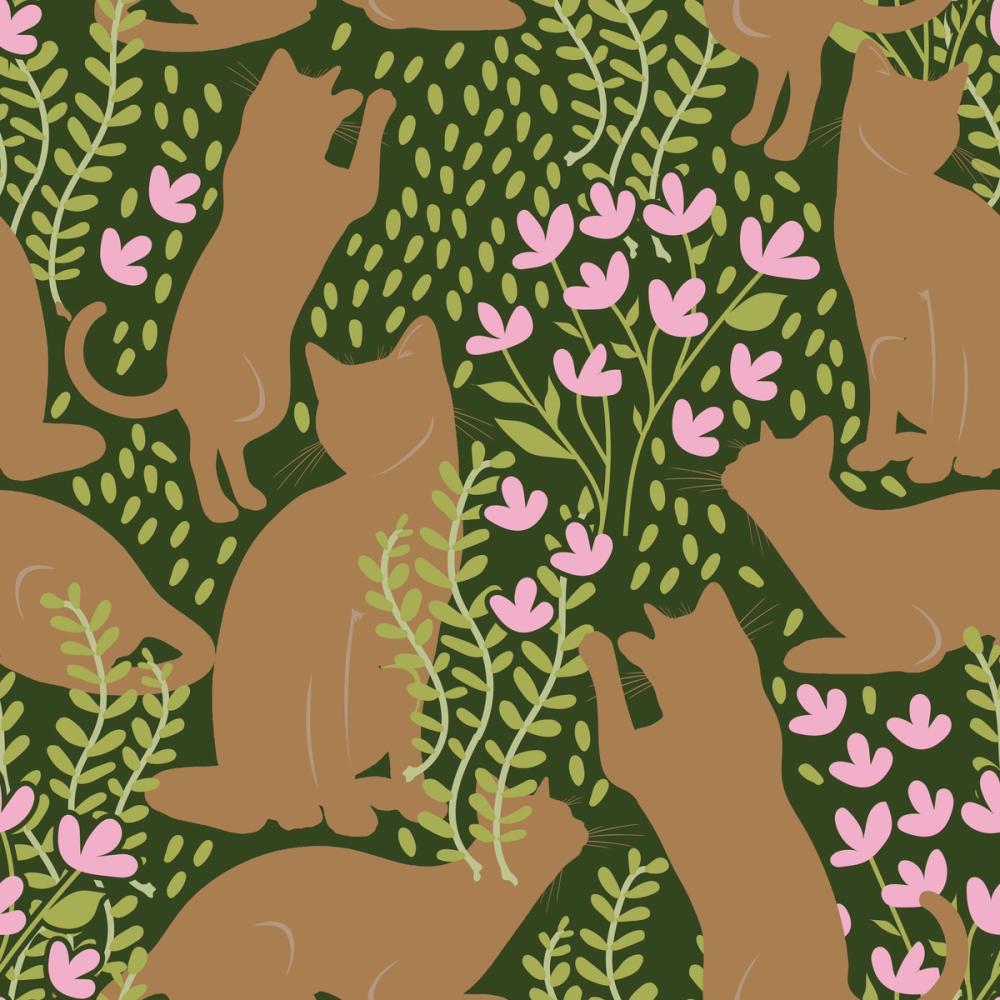 Hunters in The Garden, Green & Beige