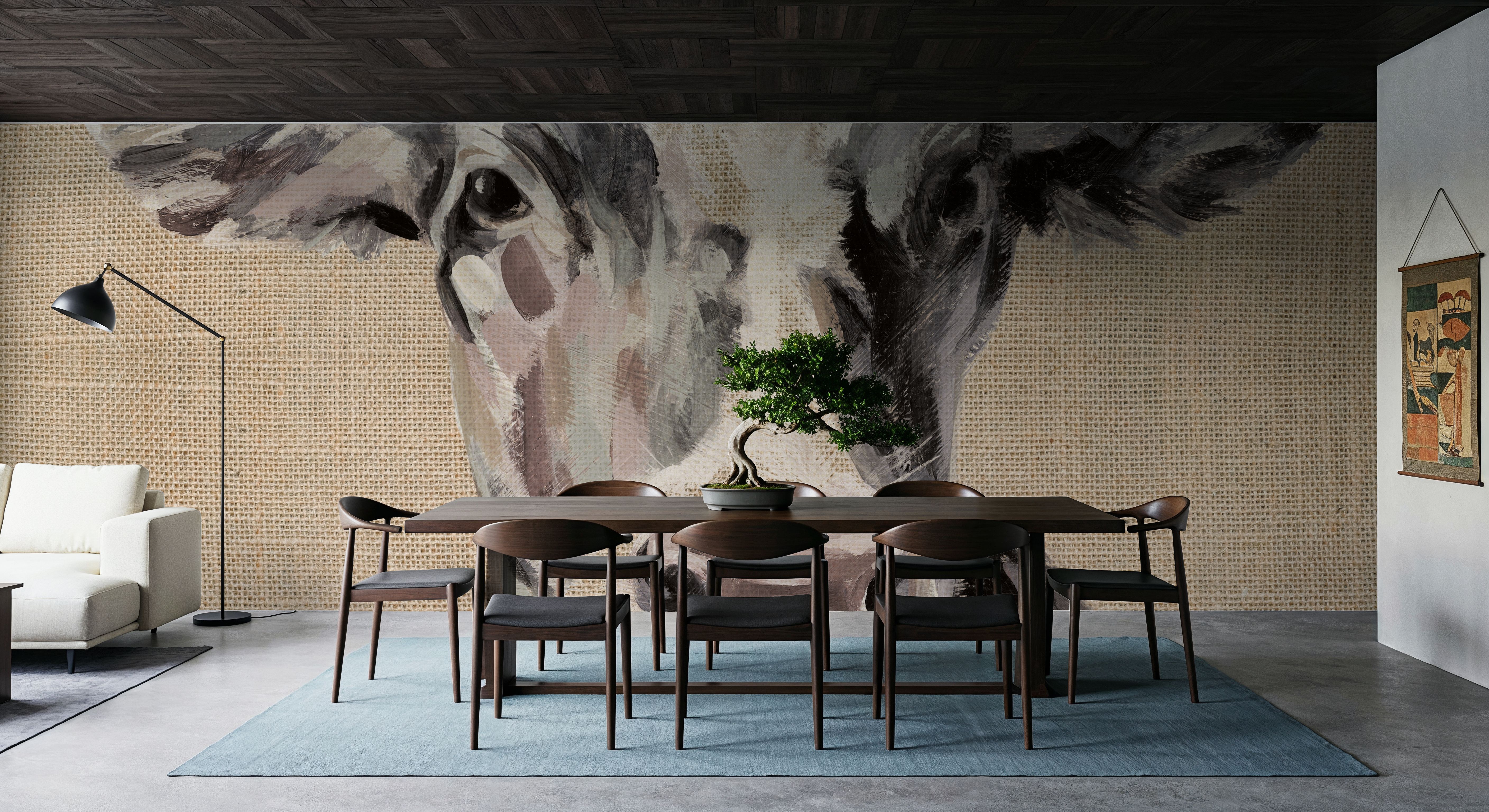 Expressionistic Cow II Neutral Burlap