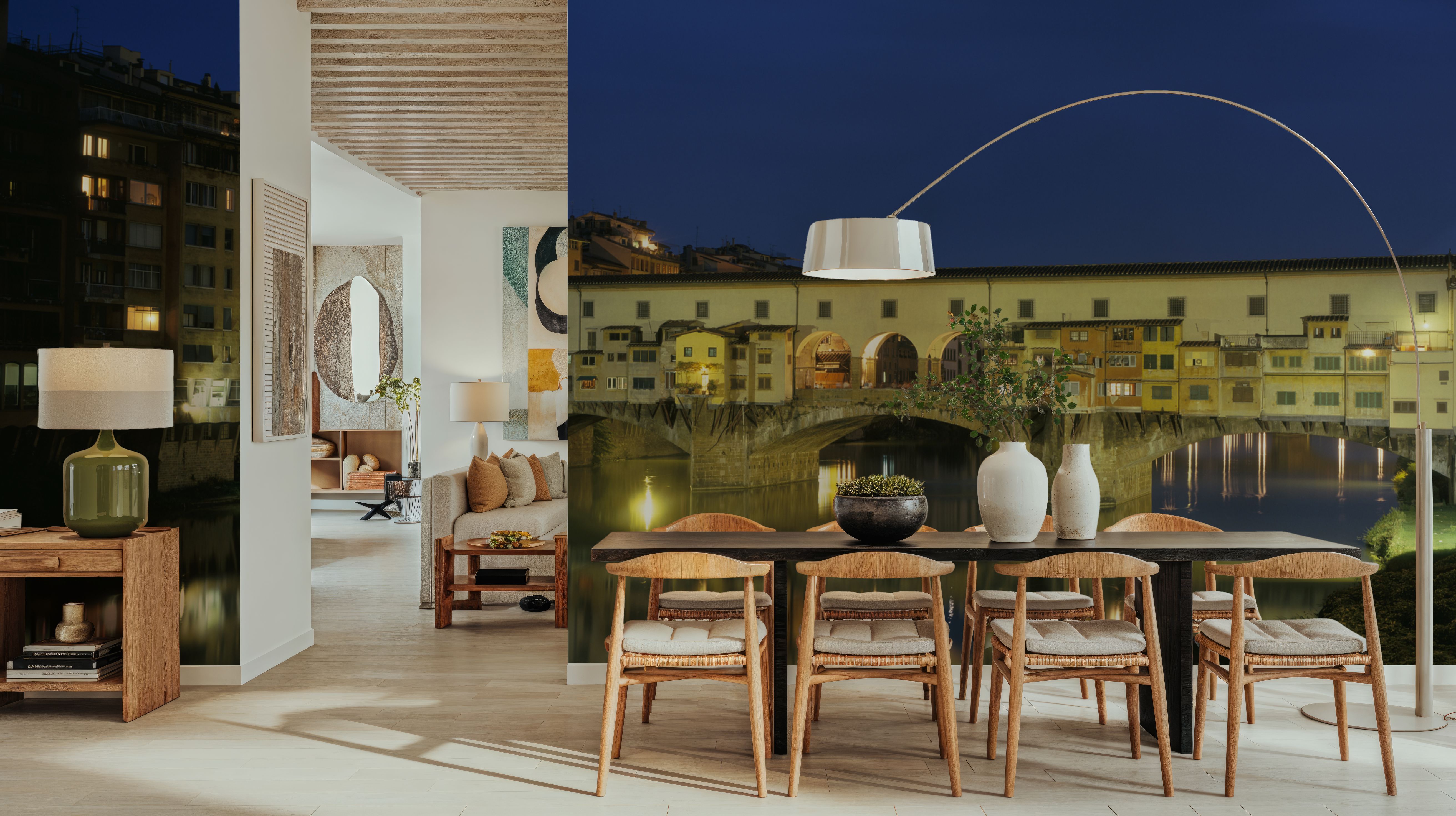 Riverside Bridge Twilight, Wallpaper