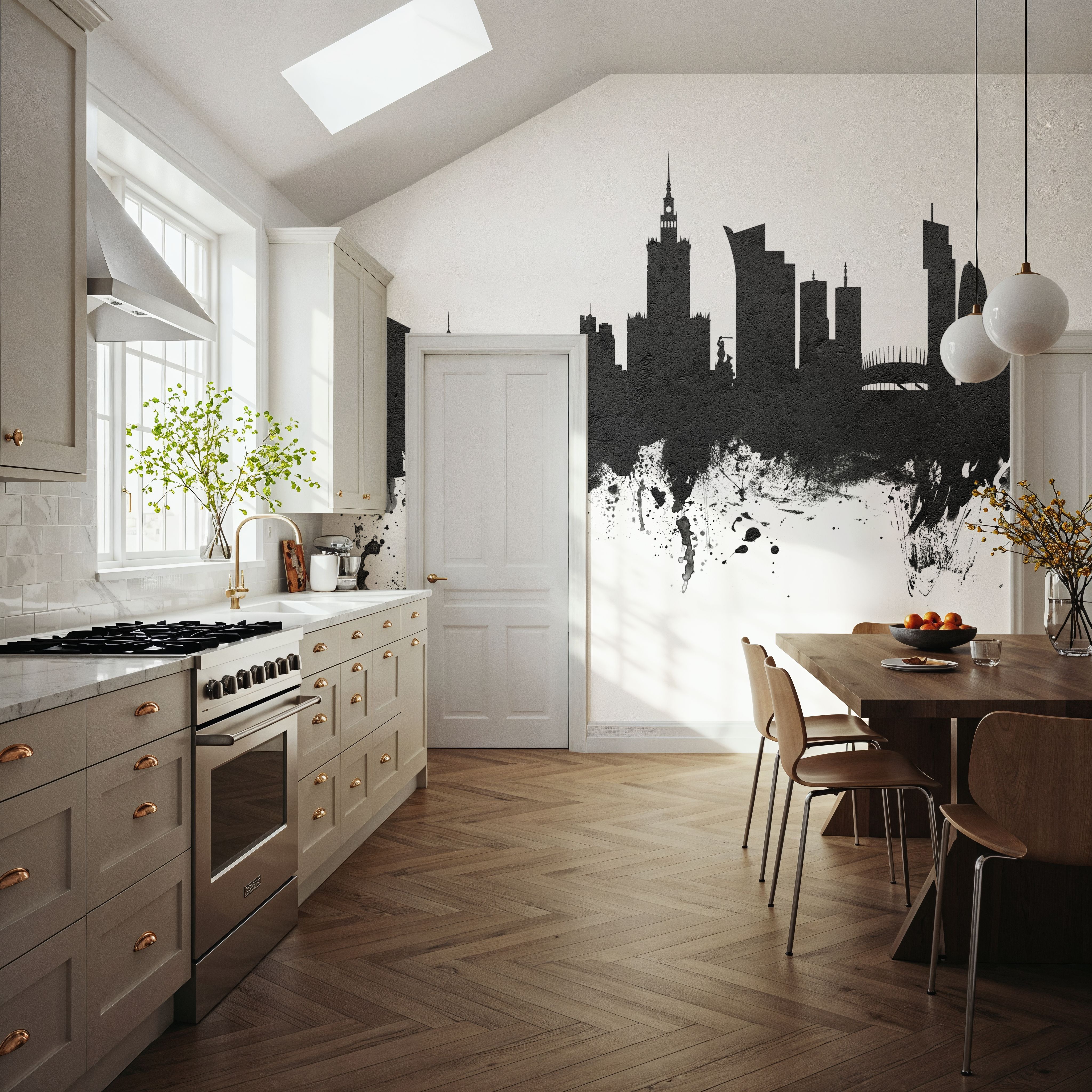 Warsaw Poland Skyline Black & White 