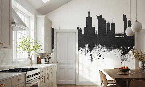 Warsaw Poland Skyline Black & White