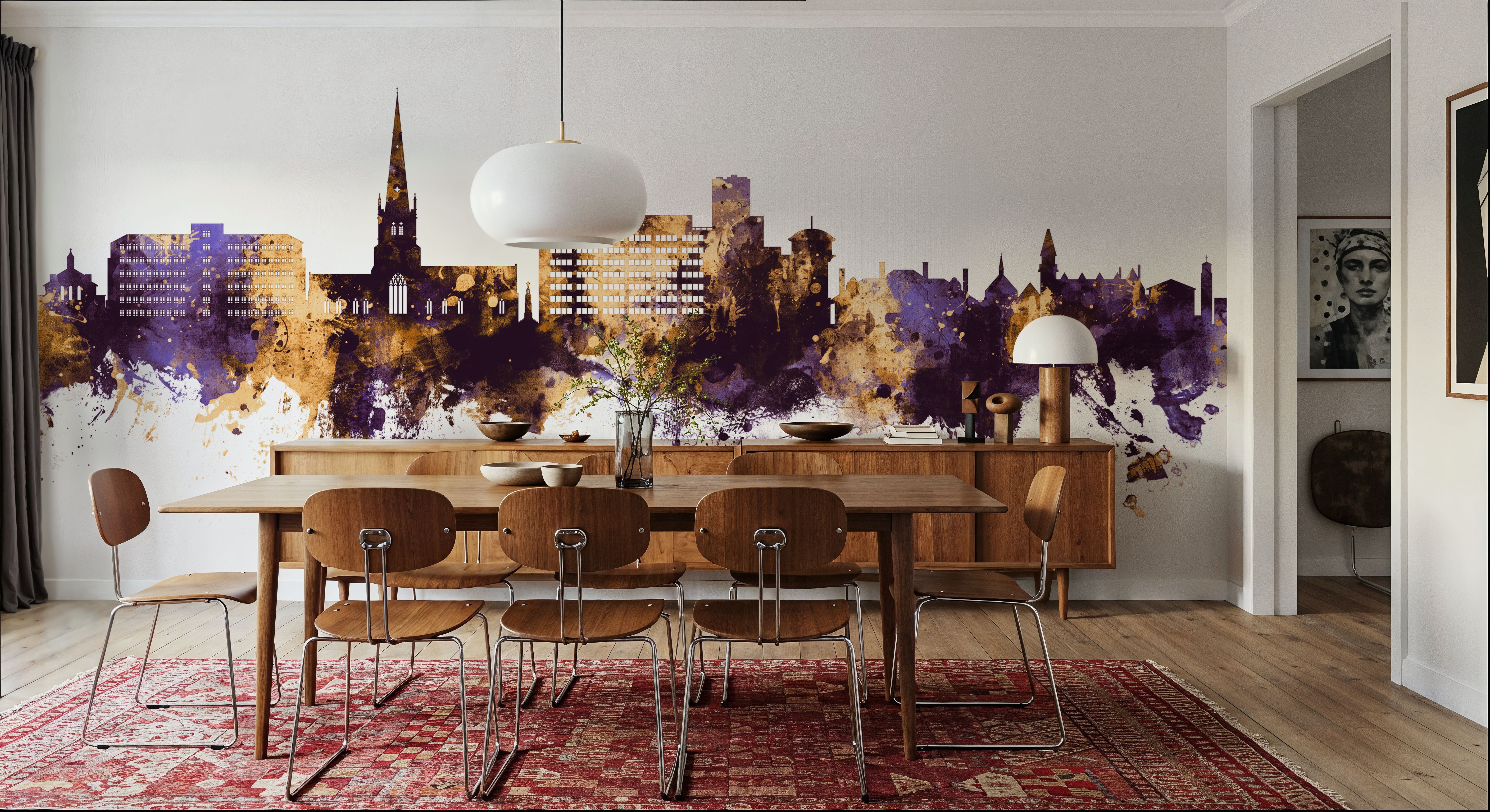 Solihull England Skyline Purple & Gold