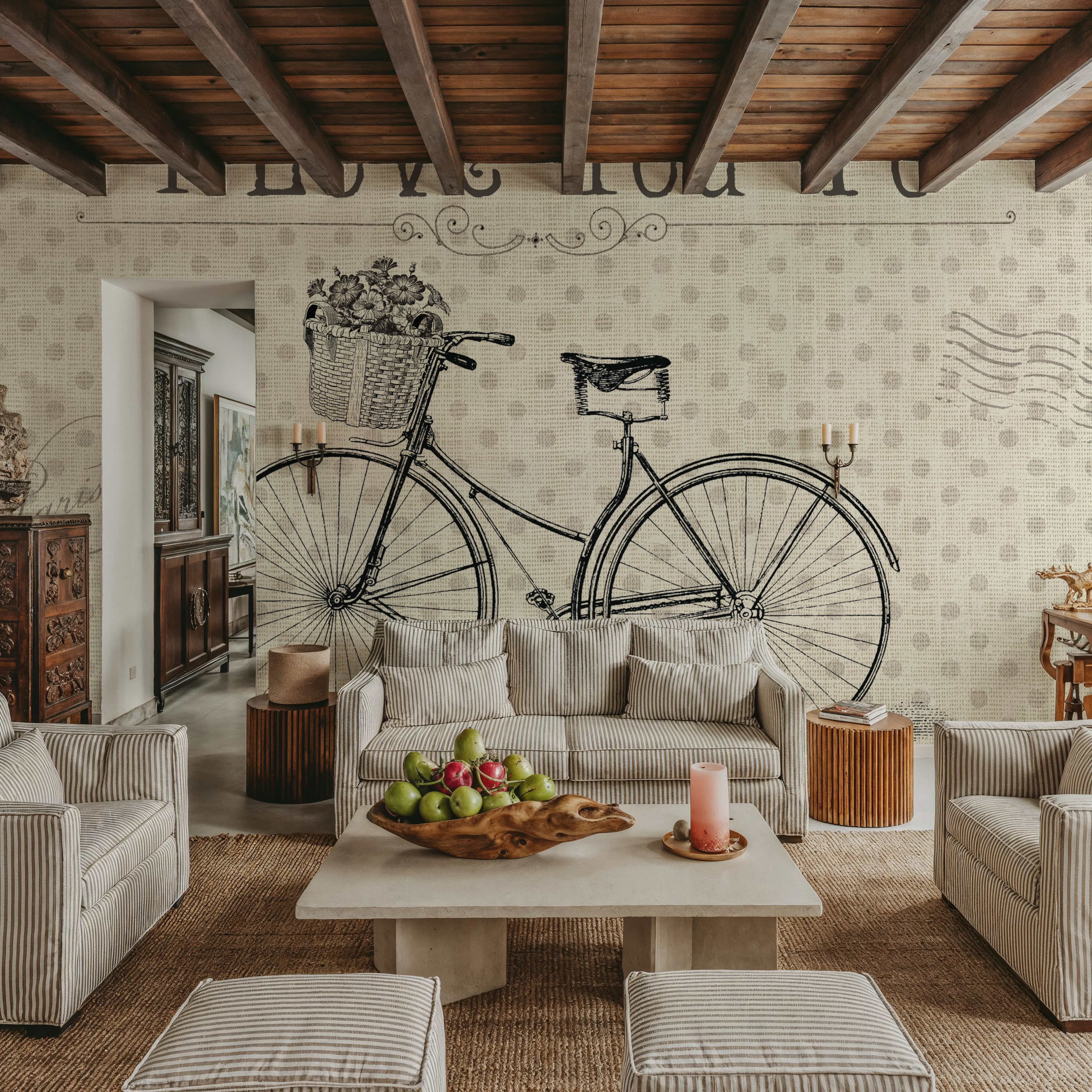 Wall Mural - Paris & Back - Graphics Vehicles mural wallpaper - White - Living room - Wallism Ireland - Peel & Stick or Paste-the-Wall