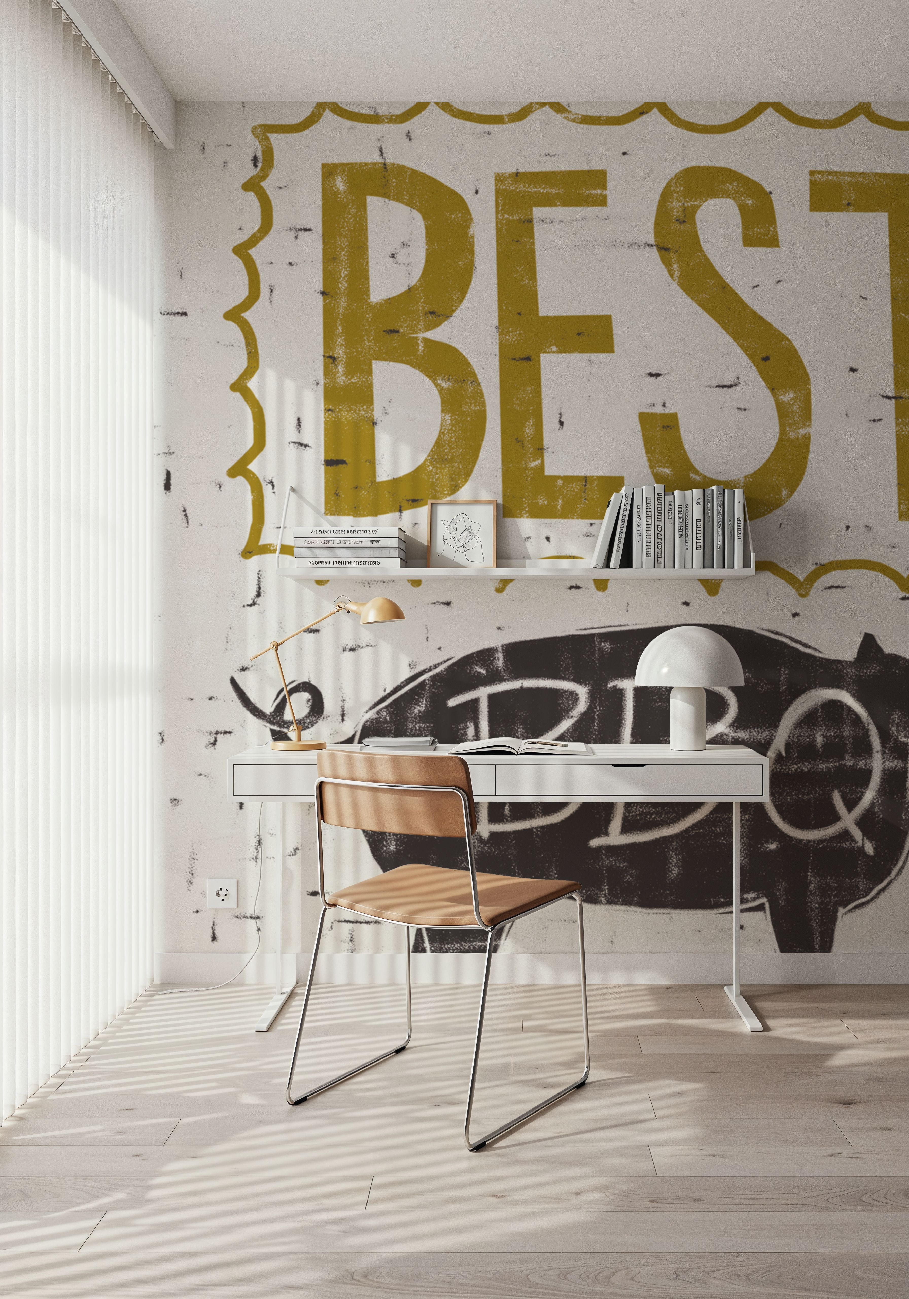 Wall Mural - Southern Pride Best BBQ Panel - Farm Animals mural wallpaper - Red - Bedroom - Wallism US - Premium, Textured or Peel & Stick