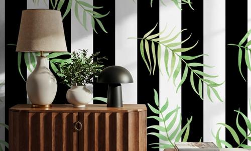 Black & White Stripe Leaves