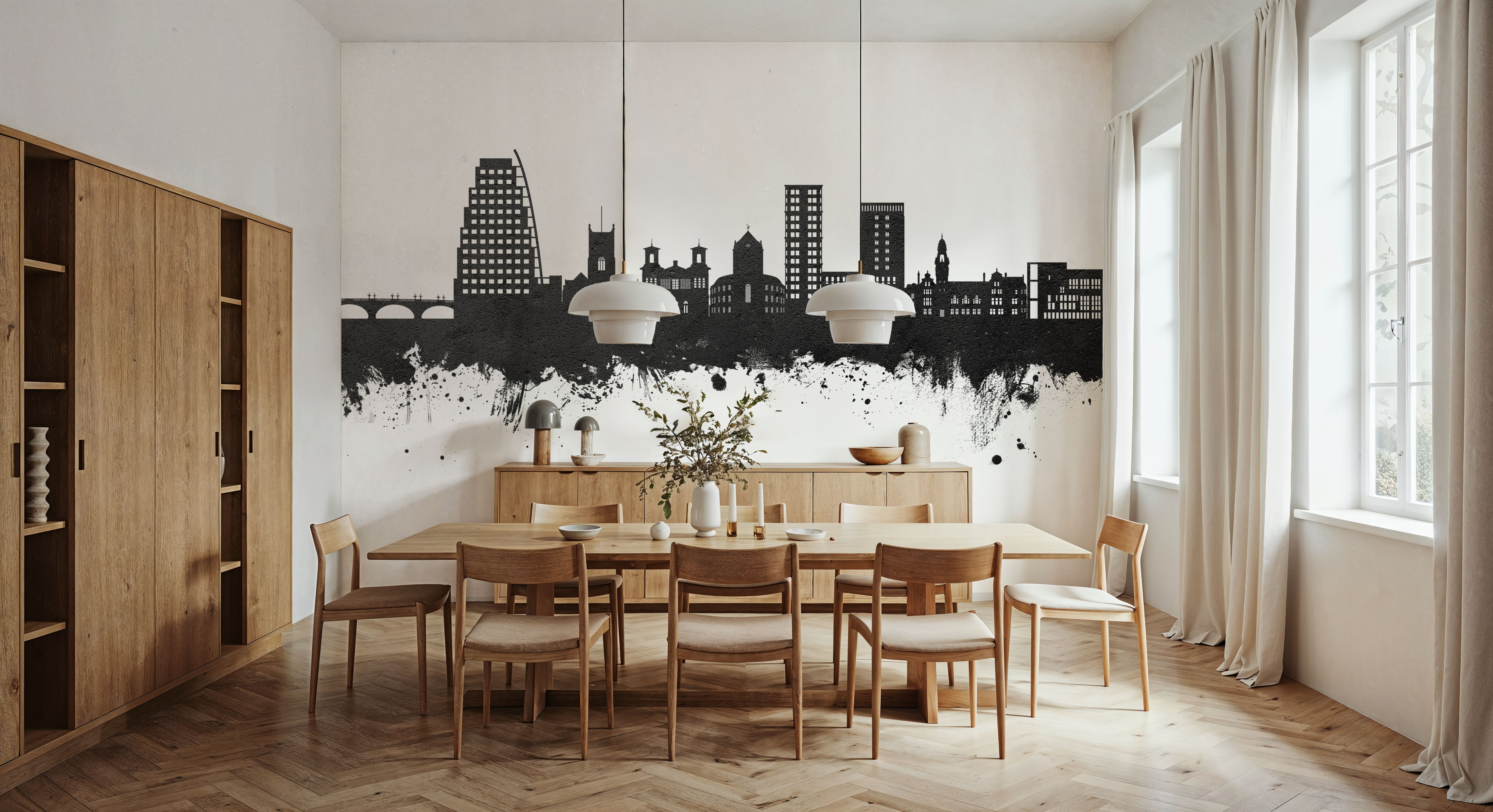 Kingston upon Thames England Skyline Black & White