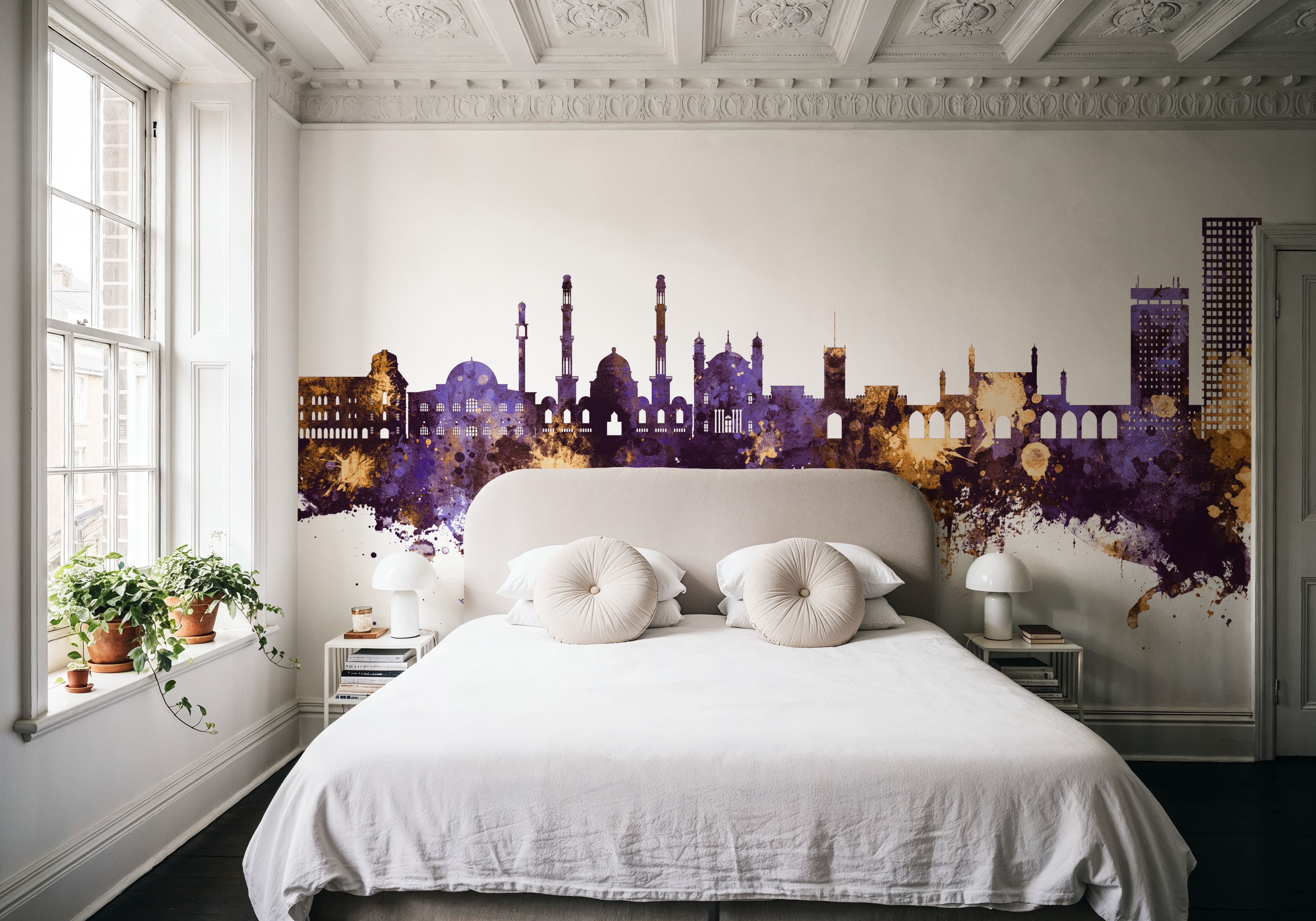 Kabul Afghanistan Skyline Purple & Gold