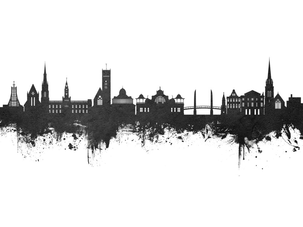 Torquay England Skyline Black & White