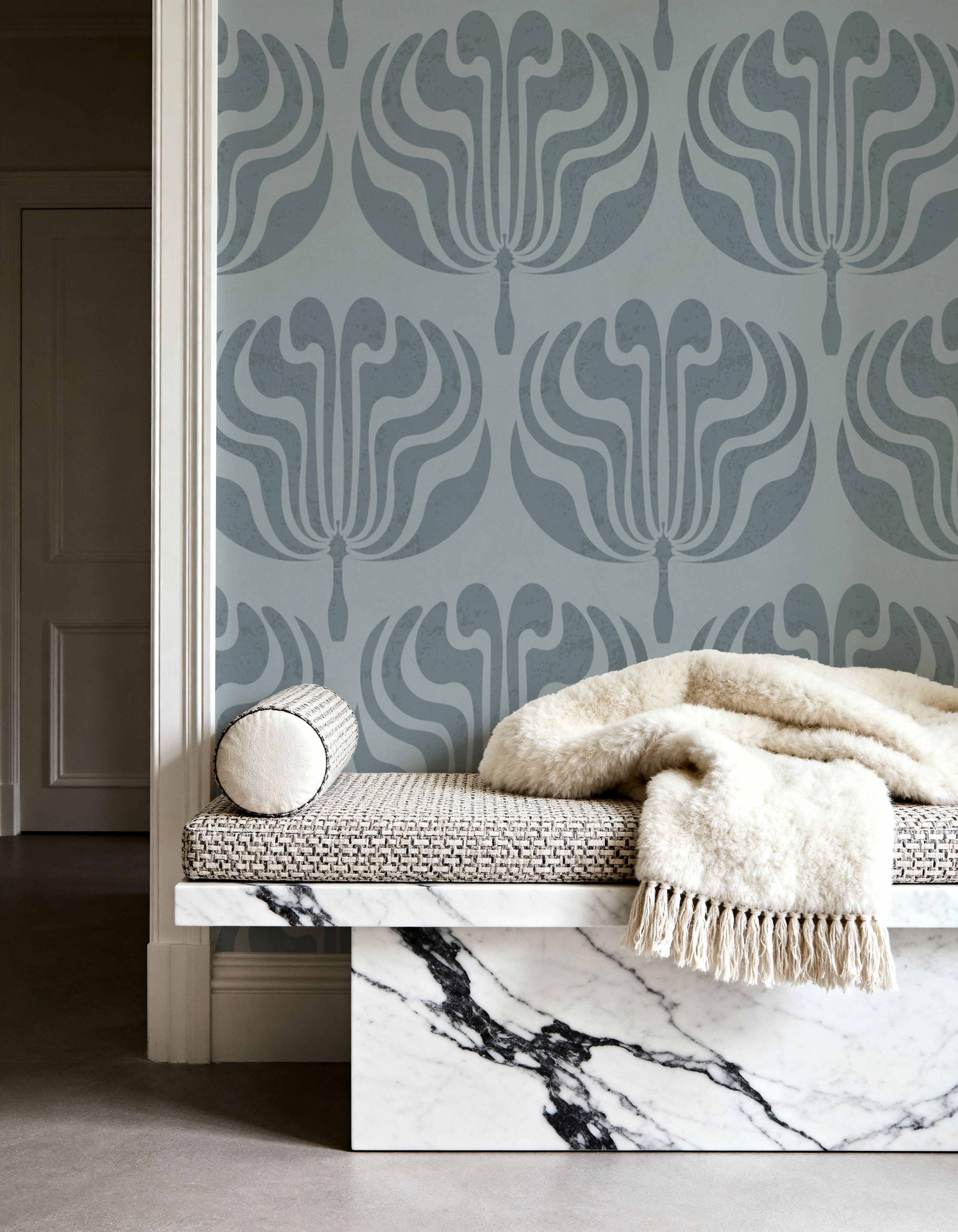 Fan Damask Hint of Green