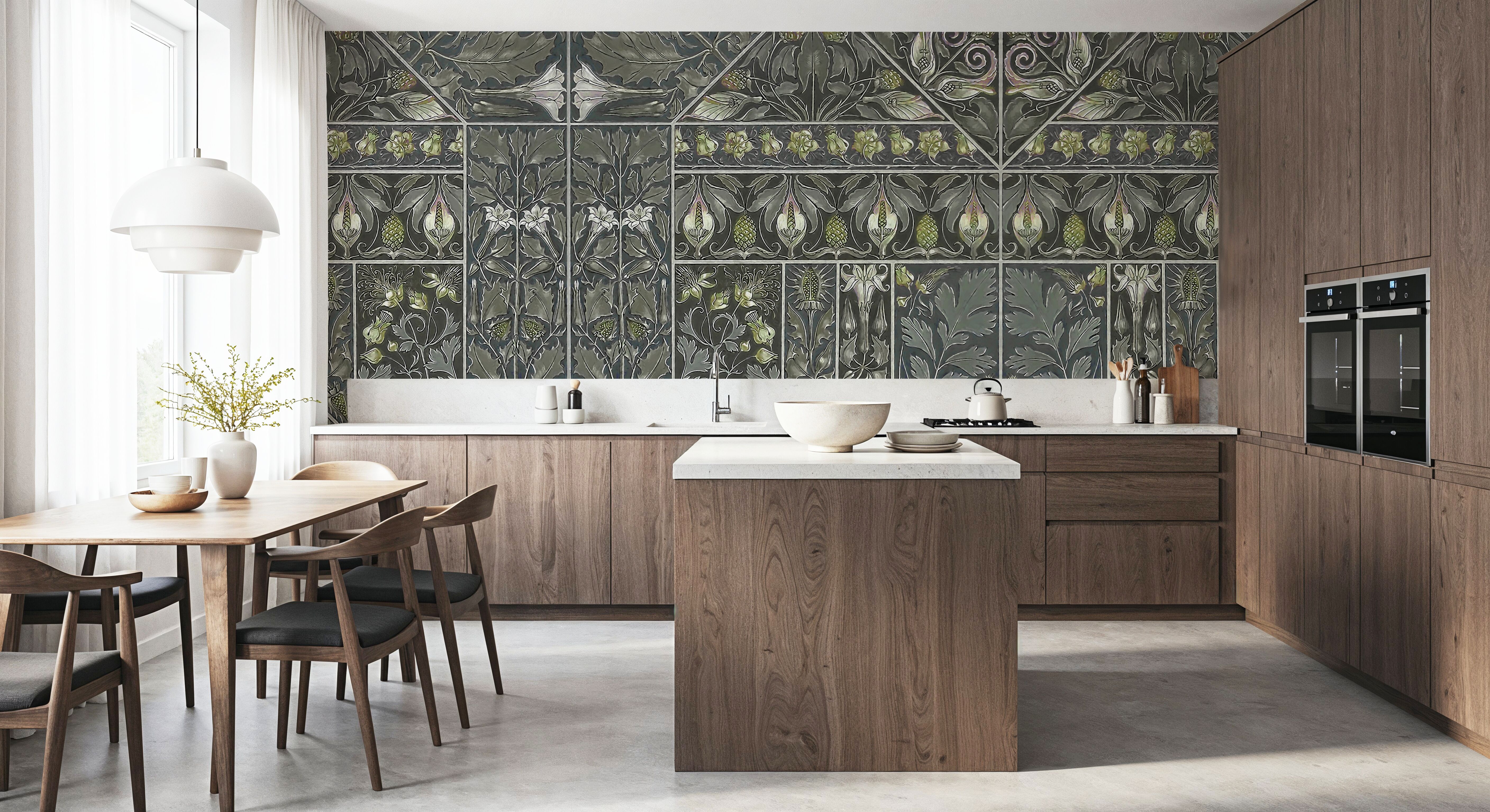 Floral Mood Green, Wallpaper